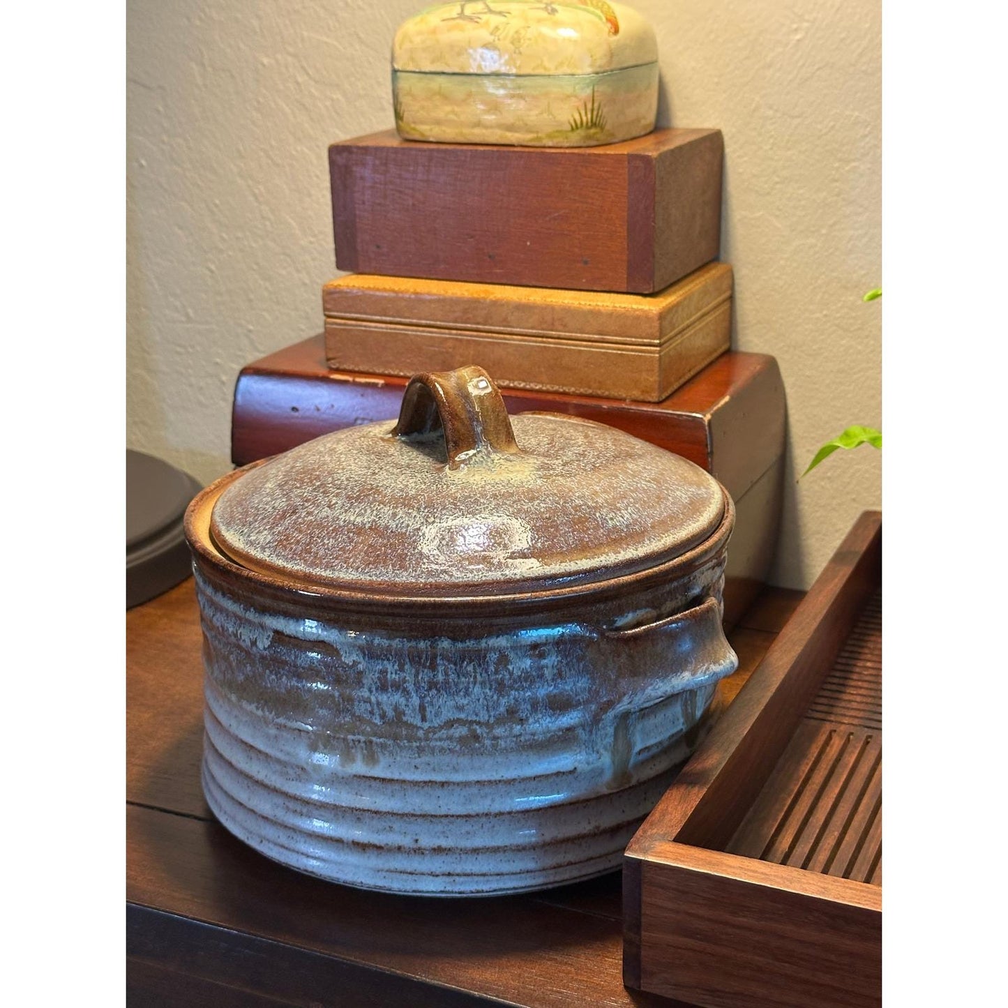 Studio Pottery Soup Tureen with Lid - Artist Signed Stoneware Serving Bowl