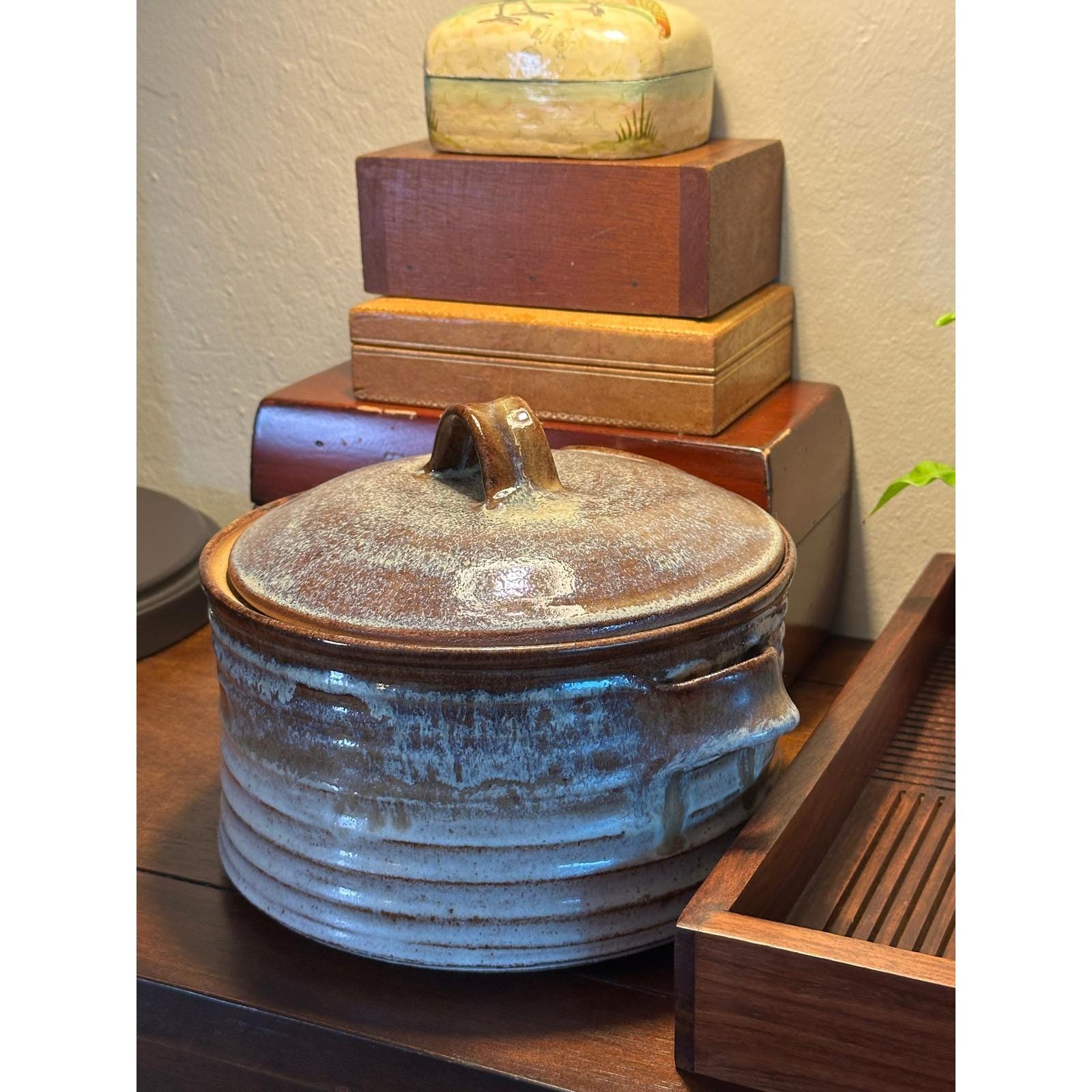 Studio Pottery Soup Tureen with Lid - Artist Signed Stoneware Serving Bowl
