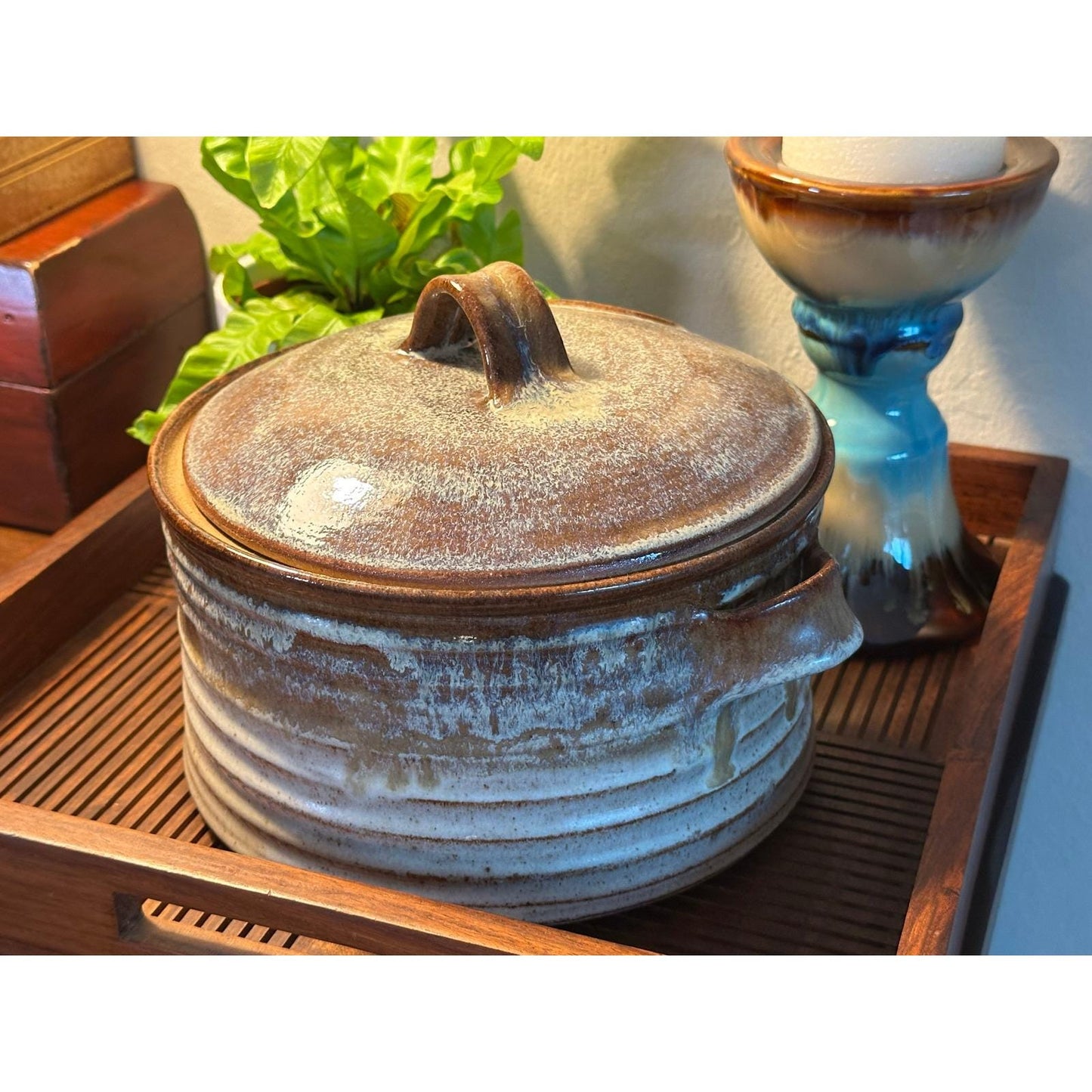 Studio Pottery Soup Tureen with Lid - Artist Signed Stoneware Serving Bowl