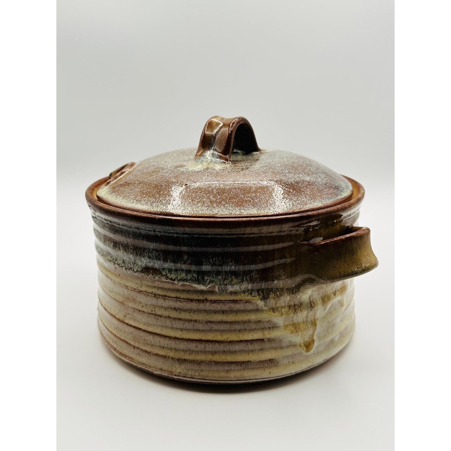 Studio Pottery Soup Tureen with Lid - Artist Signed Stoneware Serving Bowl