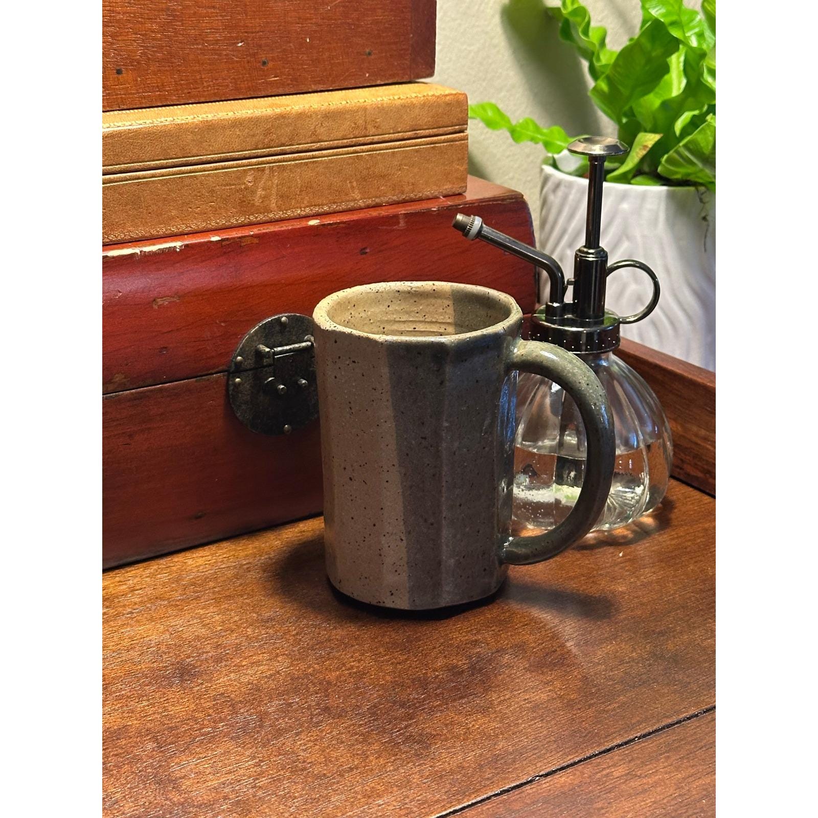 Handmade Studio Pottery Mug - Two-Tone Glazed Stoneware Cup, Artisan Signed Ceramic Drinkware