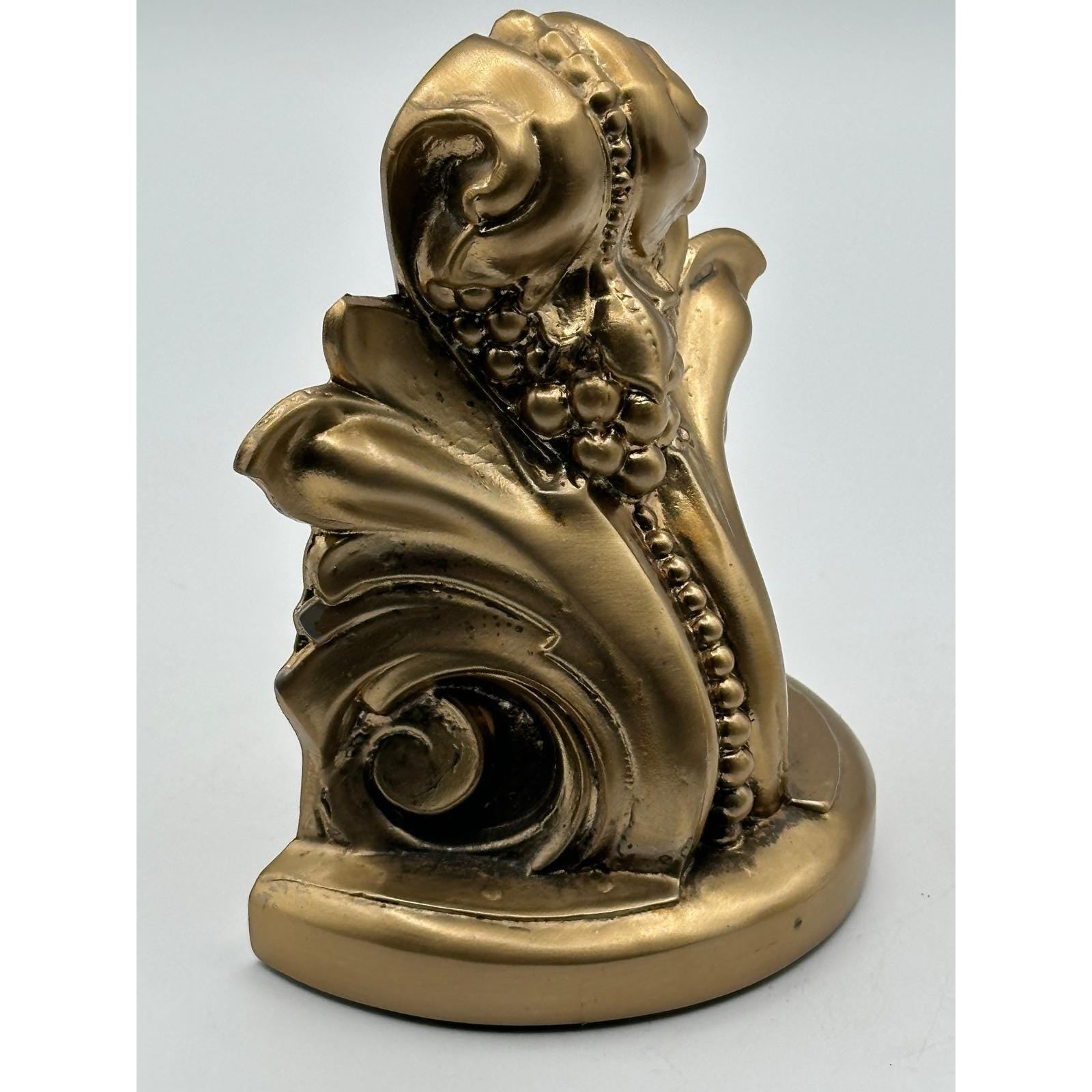 Vintage PM Craftsman Gold Scroll Bookends - Ornate Classical Decorative Book Holders