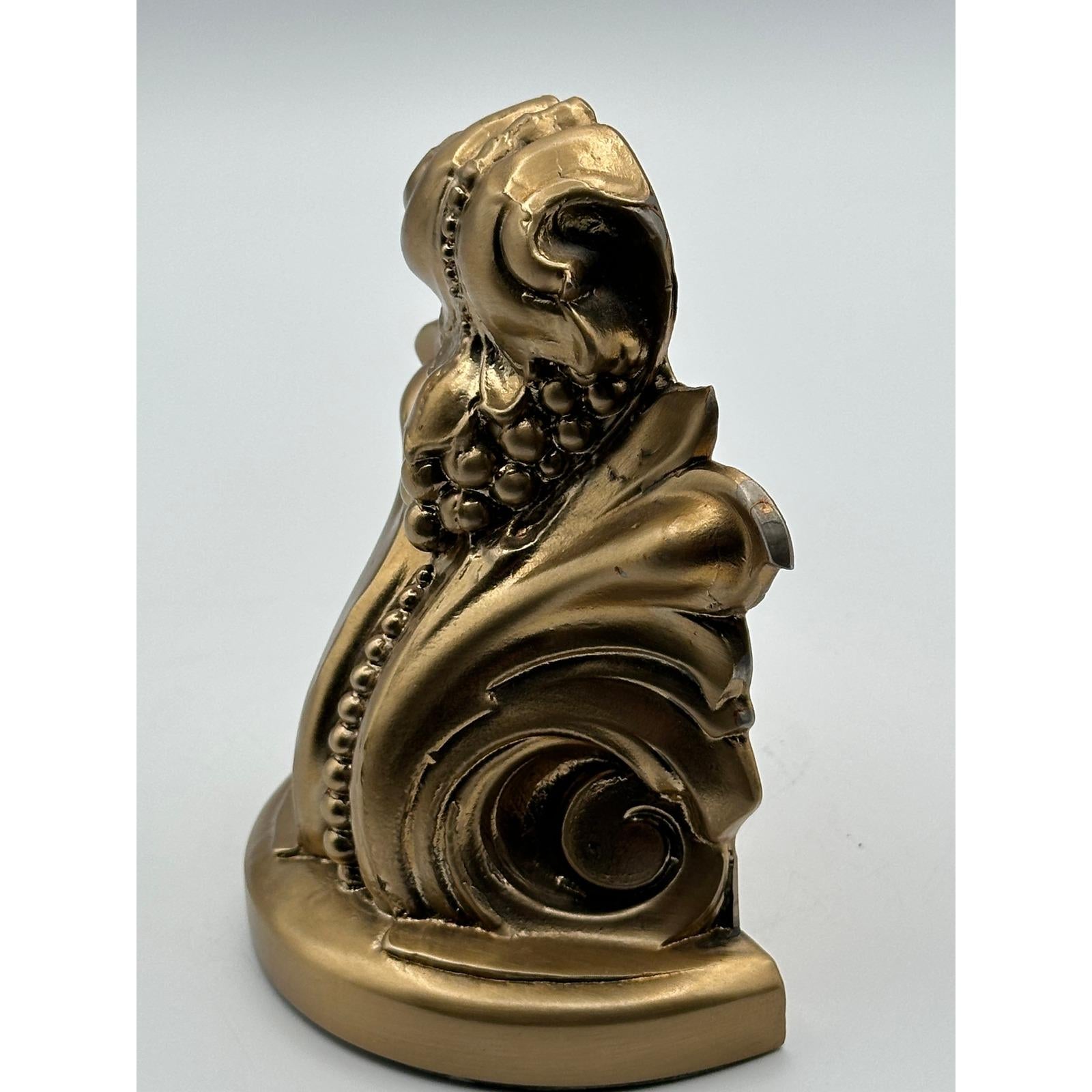Vintage PM Craftsman Gold Scroll Bookends - Ornate Classical Decorative Book Holders