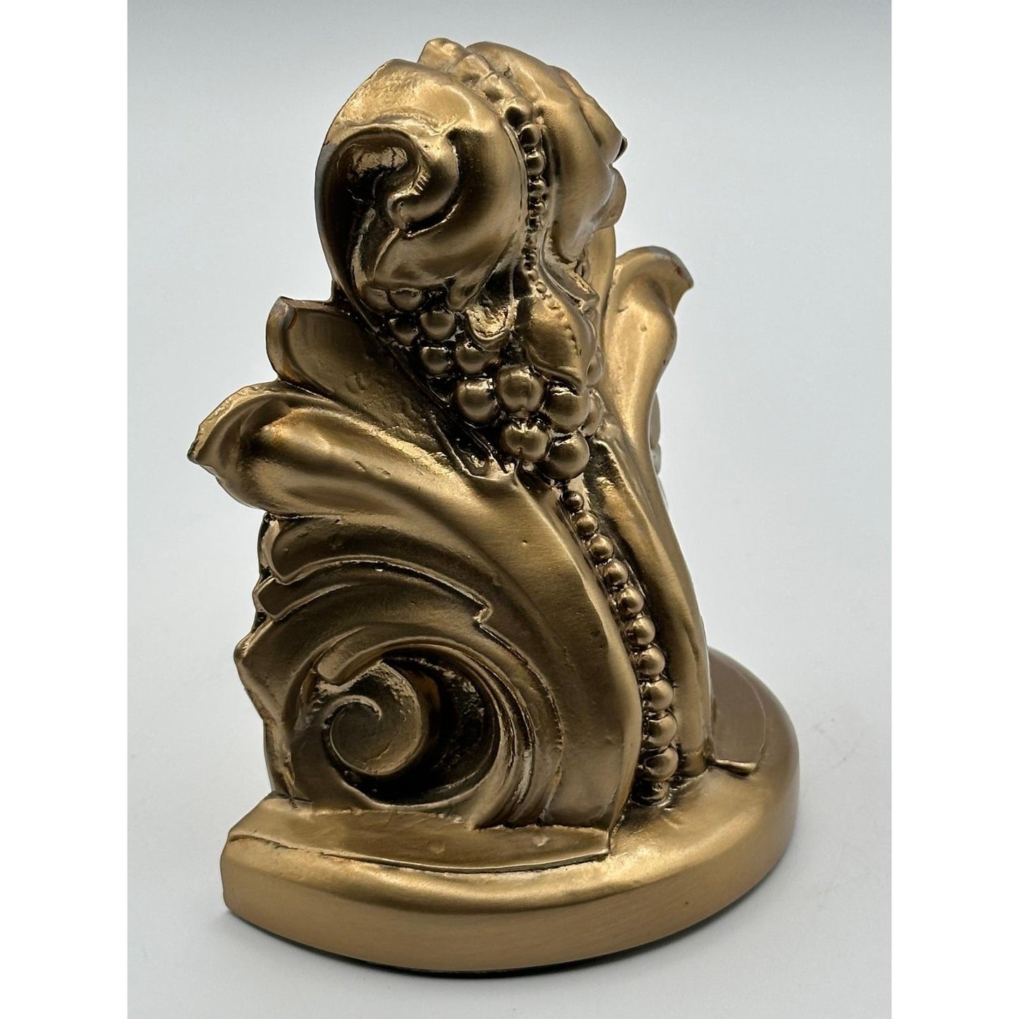 Vintage PM Craftsman Gold Scroll Bookends - Ornate Classical Decorative Book Holders