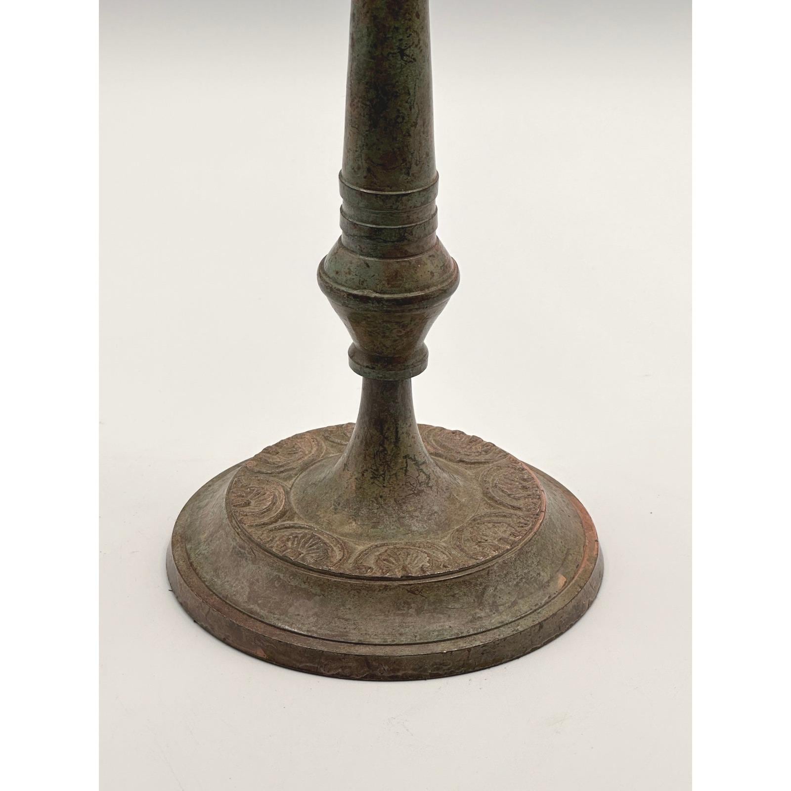 Pair of Vintage Distressed Metal Candlestick Holder - Rustic Antique-Style Home Décor