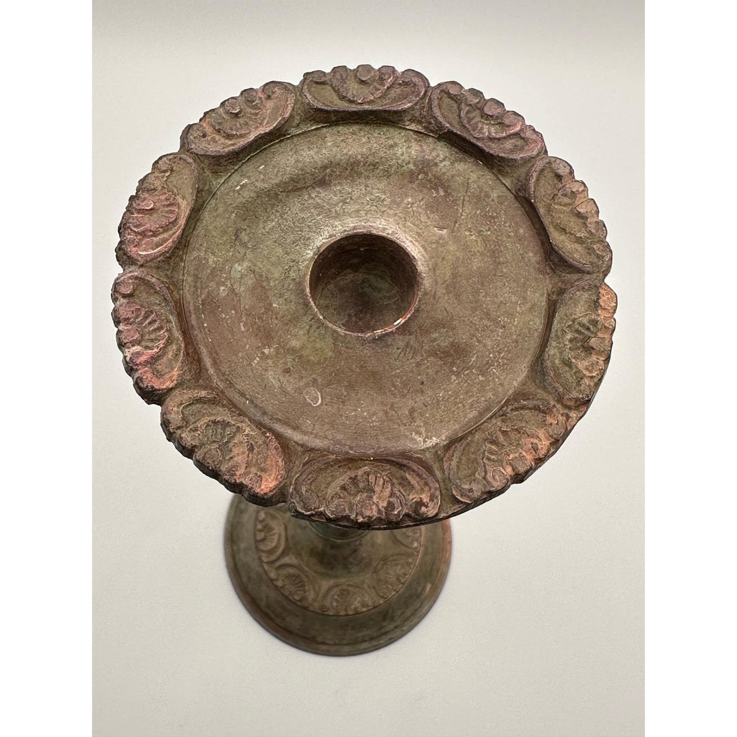 Pair of Vintage Distressed Metal Candlestick Holder - Rustic Antique-Style Home Décor