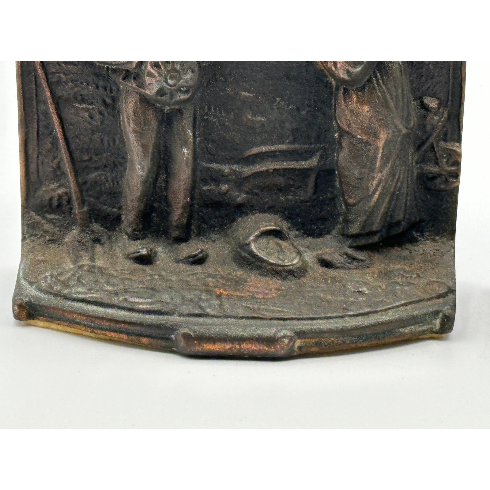 Vintage Rustic Bronze Finish Book Holder Pair - The Angelus by Millet
