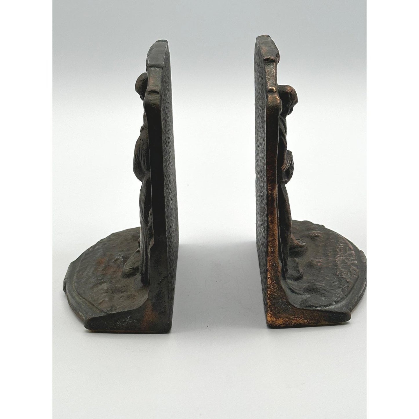 Vintage Rustic Bronze Finish Book Holder Pair - The Angelus by Millet