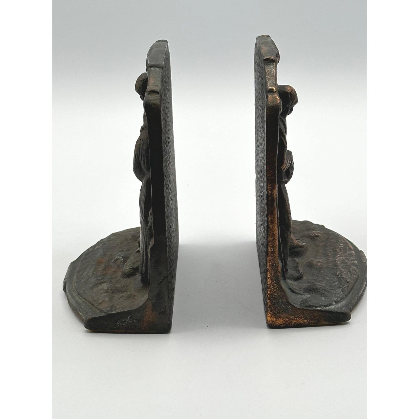 Vintage Rustic Bronze Finish Book Holder Pair - The Angelus by Millet