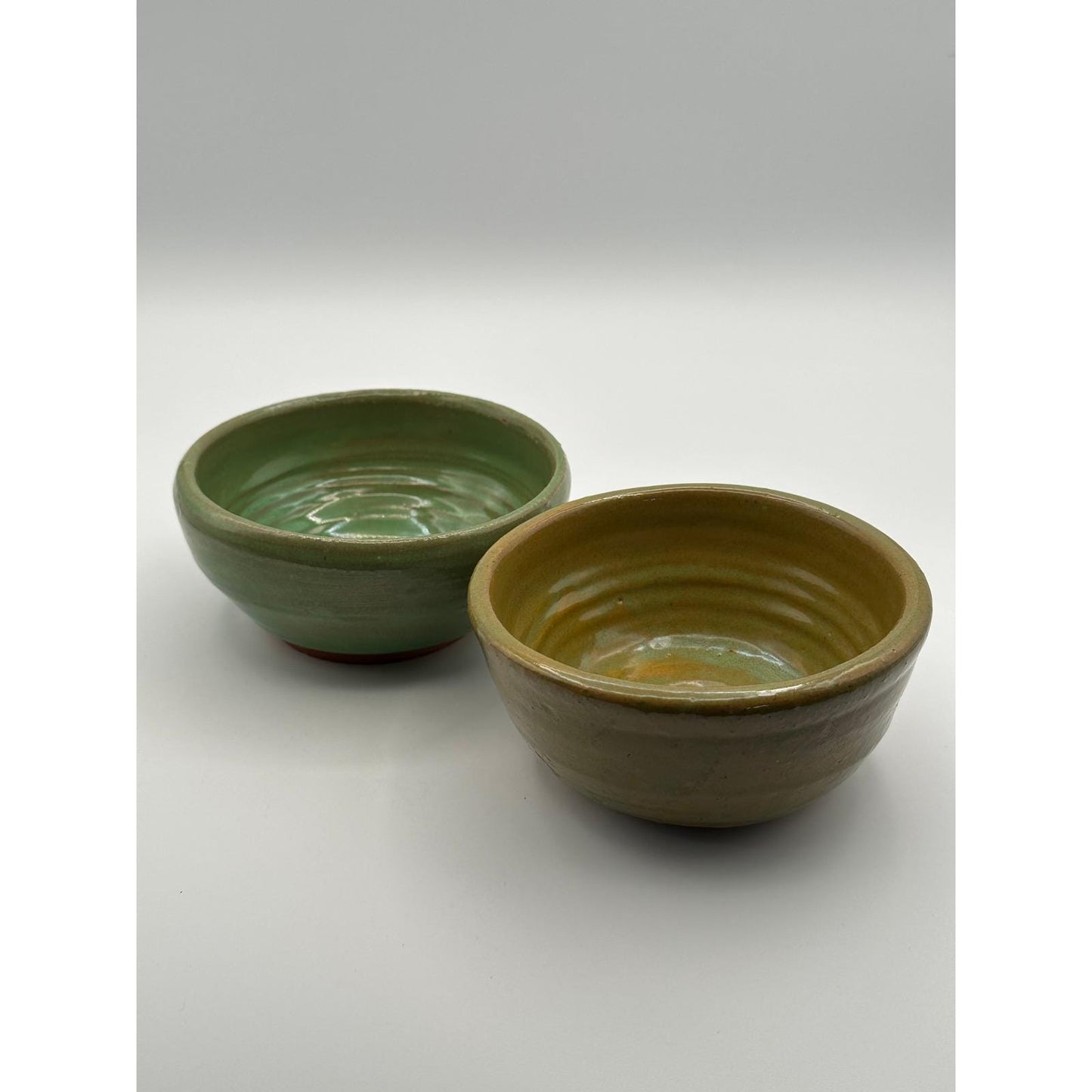 Handmade Artisan Pottery Bowl Set - Stoneware Green Earth-Tone Glaze Kitchen Dinnerware