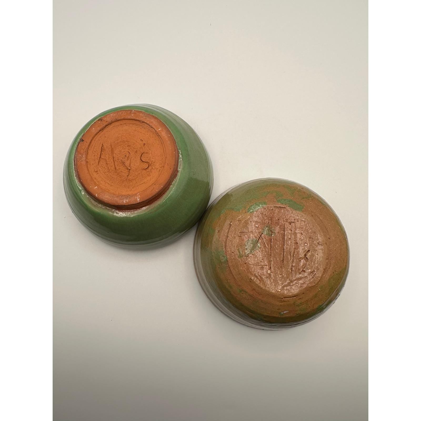 Handmade Artisan Pottery Bowl Set - Stoneware Green Earth-Tone Glaze Kitchen Dinnerware