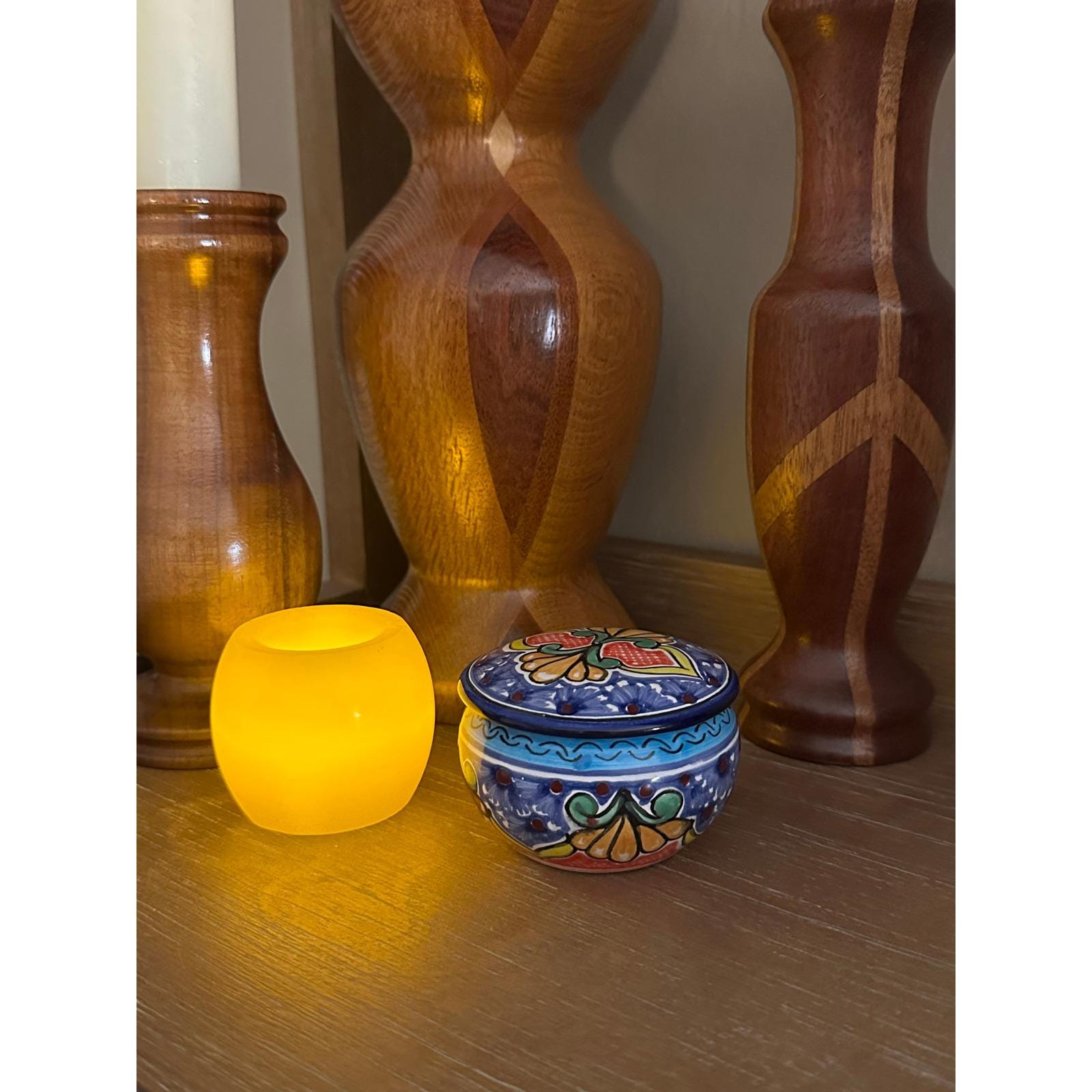 Hand-Painted Mexican Talavera Trinket Box - Colorful Ceramic Lidded Jar for Jewelry Storage