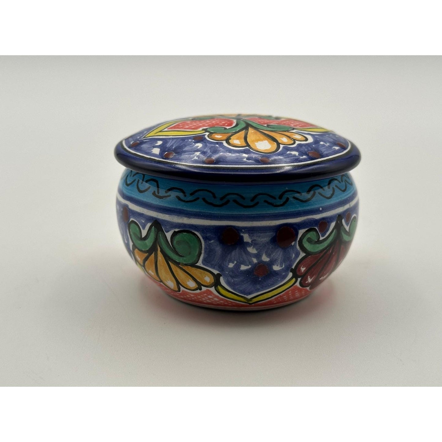 Hand-Painted Mexican Talavera Trinket Box - Colorful Ceramic Lidded Jar for Jewelry Storage