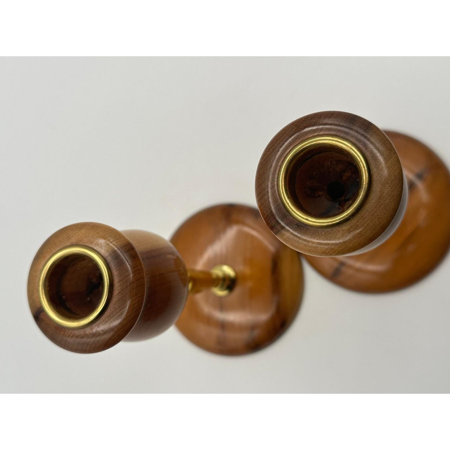 Vintage Myrtlewood Candlestick Holder Pair - Mid Century Modern Home Decor Wood Candle Stands Rustic Boho Dining Table Accent