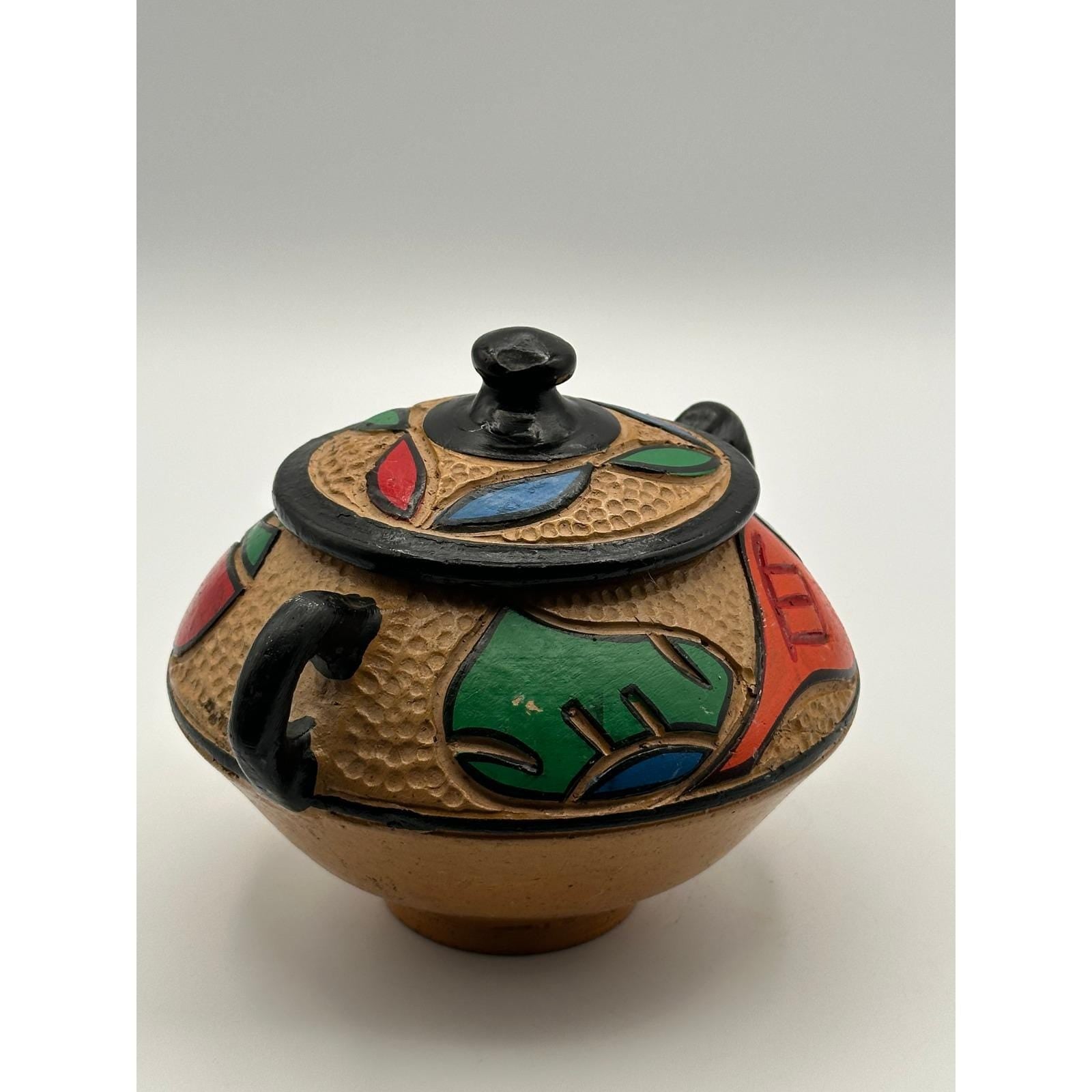 Handmade Mexican Lidded Pottery Vessel - Hand-Painted Folk Art Ceramic Jar with Cover