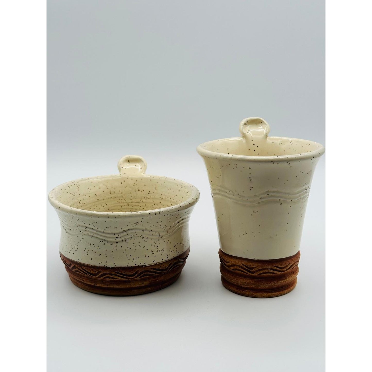 Handmade Speckled Pottery Mug & Bowl Set – Artist Signed Stoneware