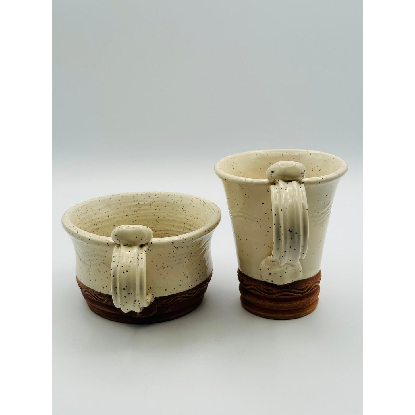 Handmade Speckled Pottery Mug & Bowl Set – Artist Signed Stoneware
