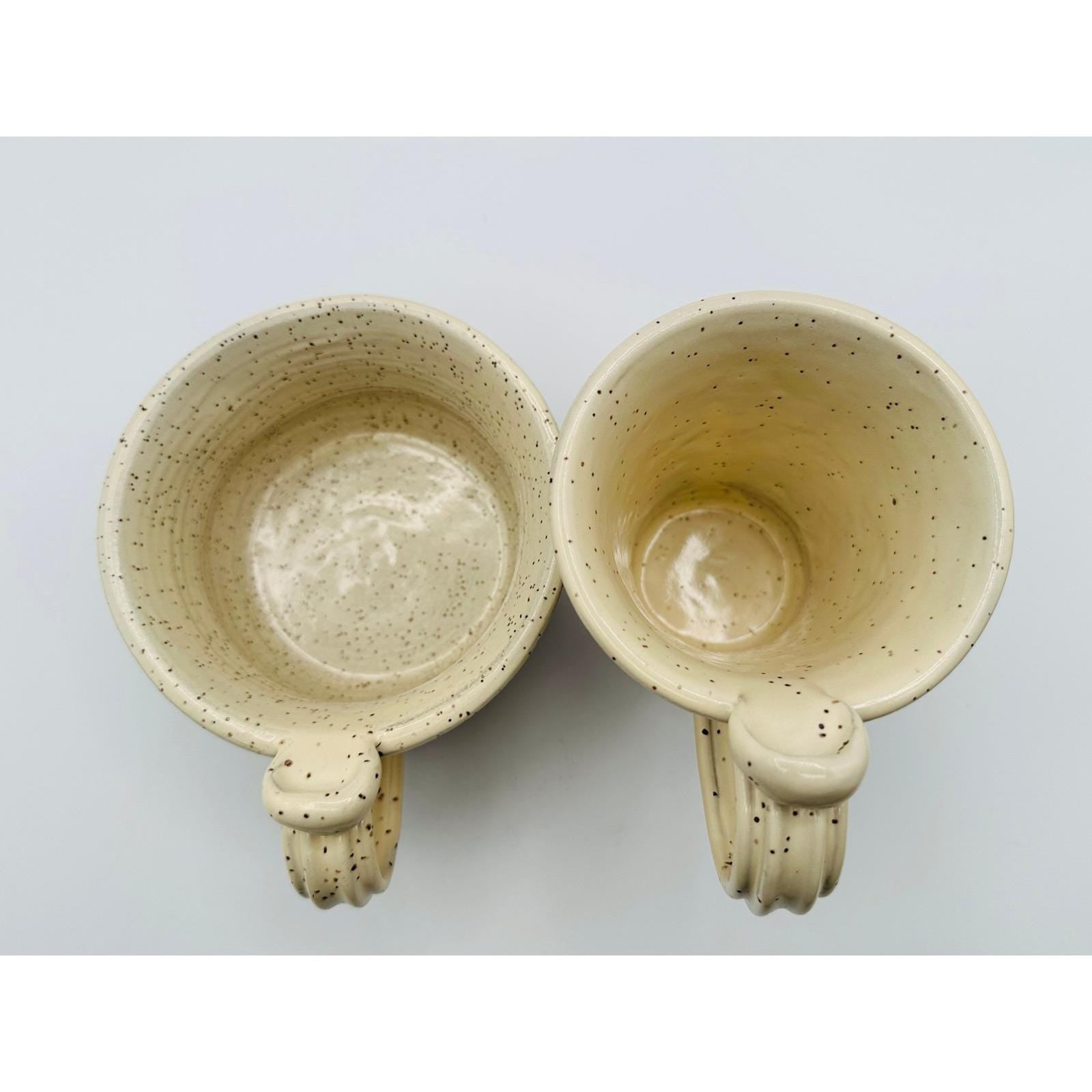 Handmade Speckled Pottery Mug & Bowl Set – Artist Signed Stoneware