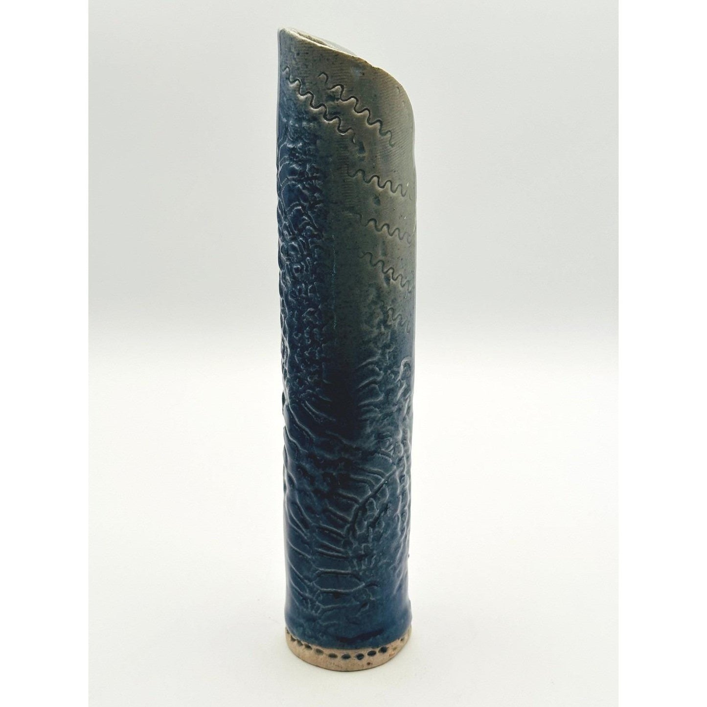 Handmade Studio Pottery Vase - Tall Textured Ceramic Bud Artist Signed Decorative Home Decor