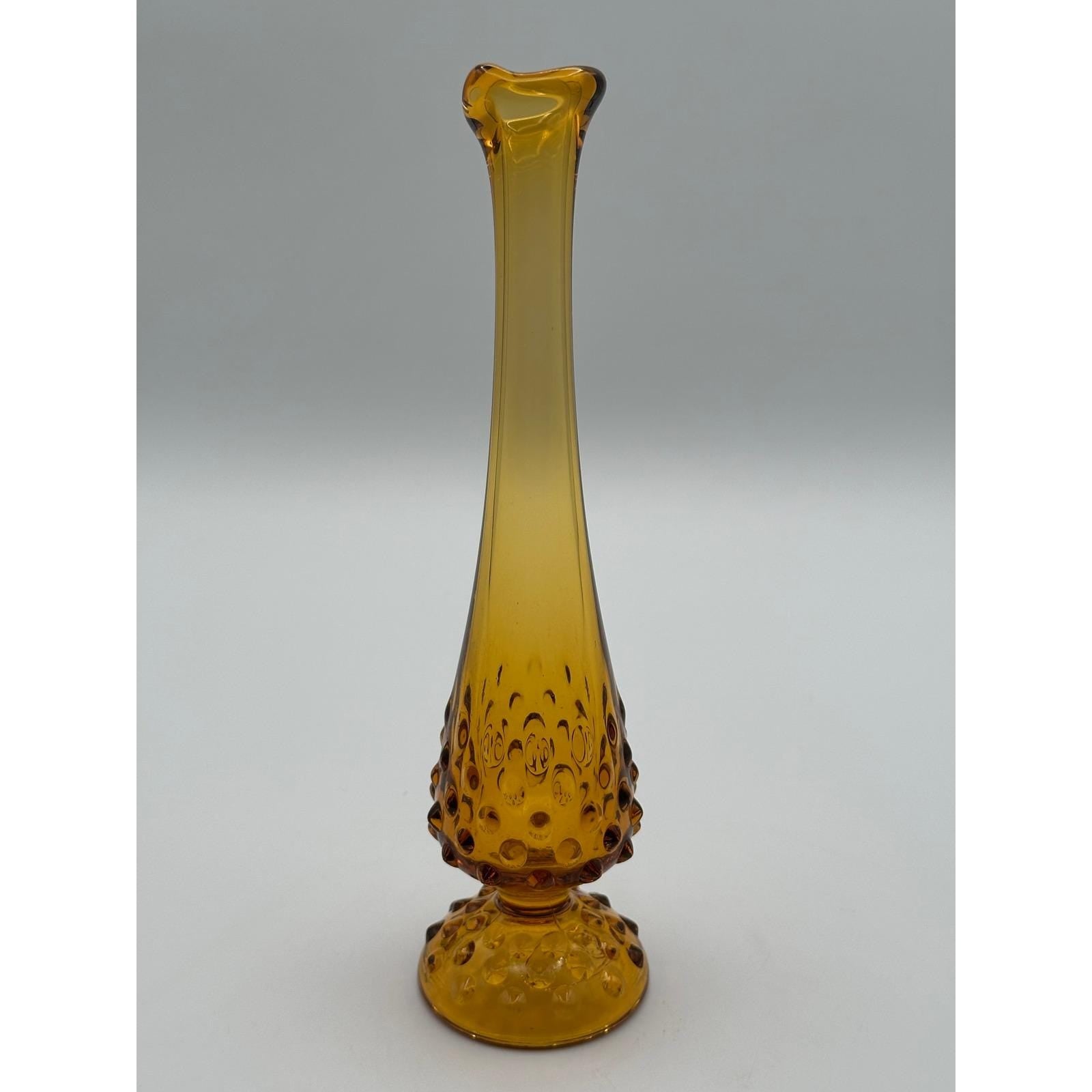 Vintage Fenton Amber Hobnail Bud Vase - Mid Century Glass Collectible Home Decor
