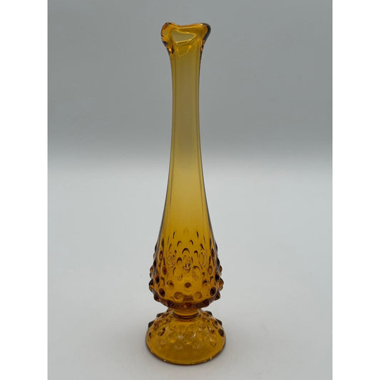 Vintage Fenton Amber Hobnail Bud Vase - Mid Century Glass Collectible Home Decor