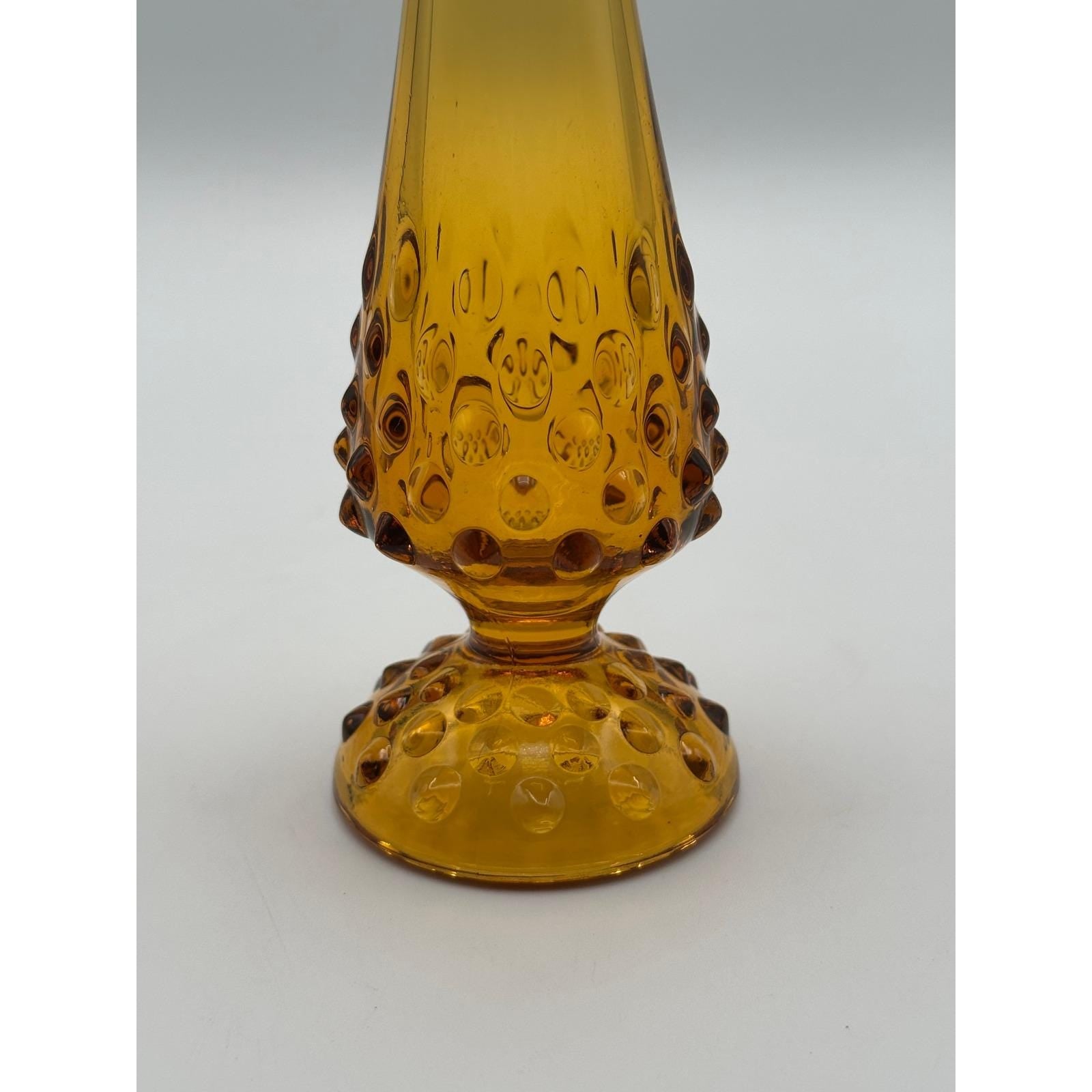 Vintage Fenton Amber Hobnail Bud Vase - Mid Century Glass Collectible Home Decor