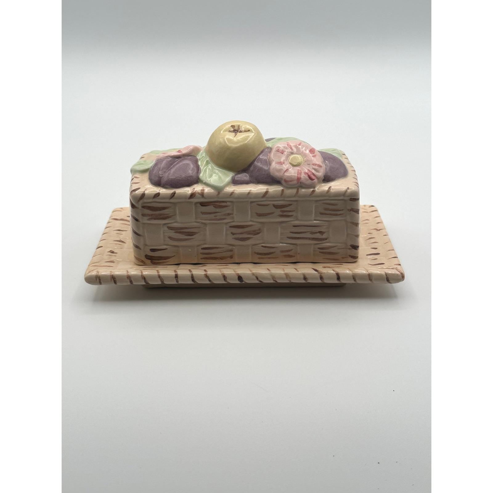 Handmade Butter Dish with Basketweave Design – Artist Signed Ceramic Décor