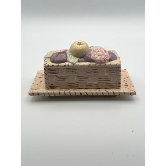 Handmade Butter Dish with Basketweave Design – Artist Signed Ceramic Décor