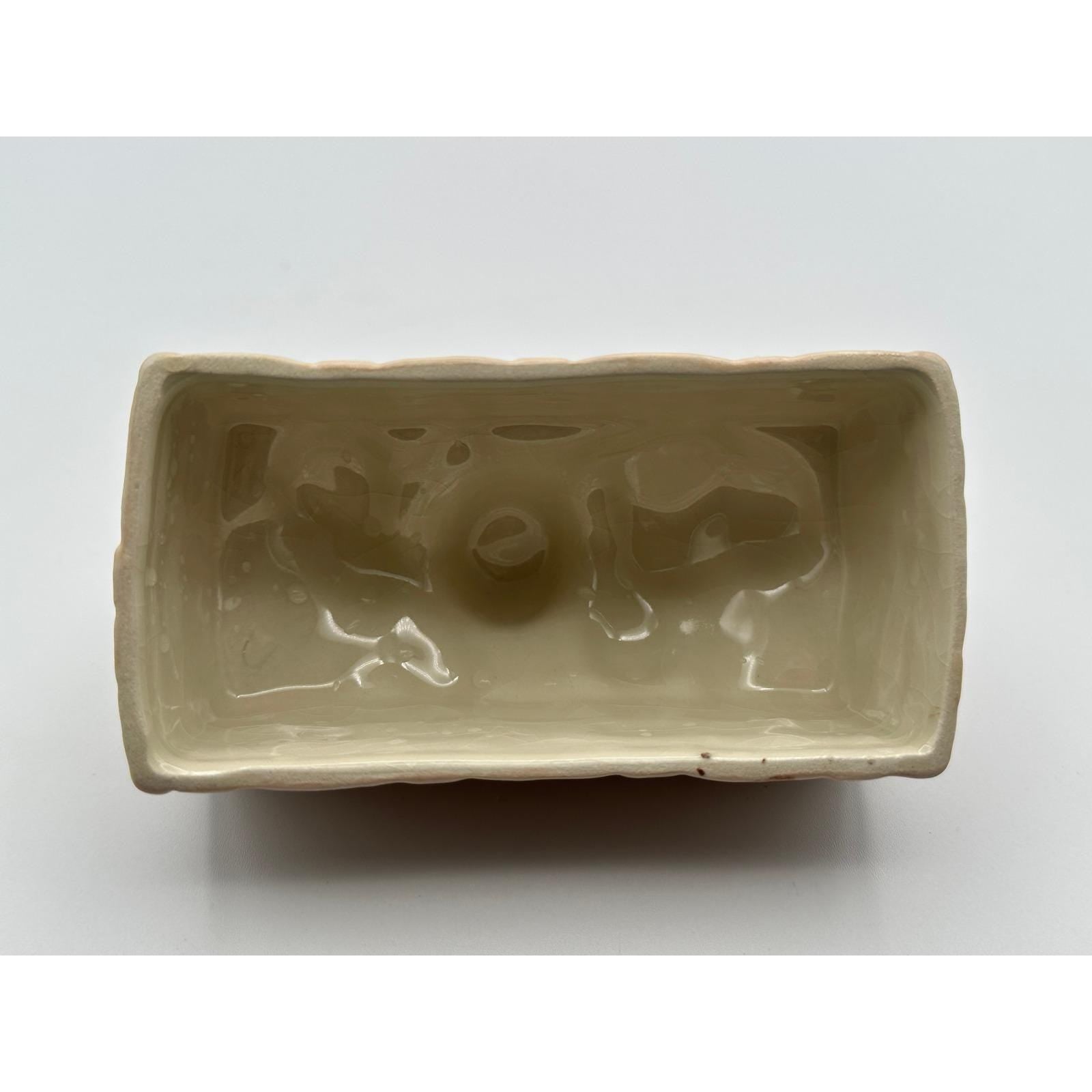 Handmade Butter Dish with Basketweave Design – Artist Signed Ceramic Décor
