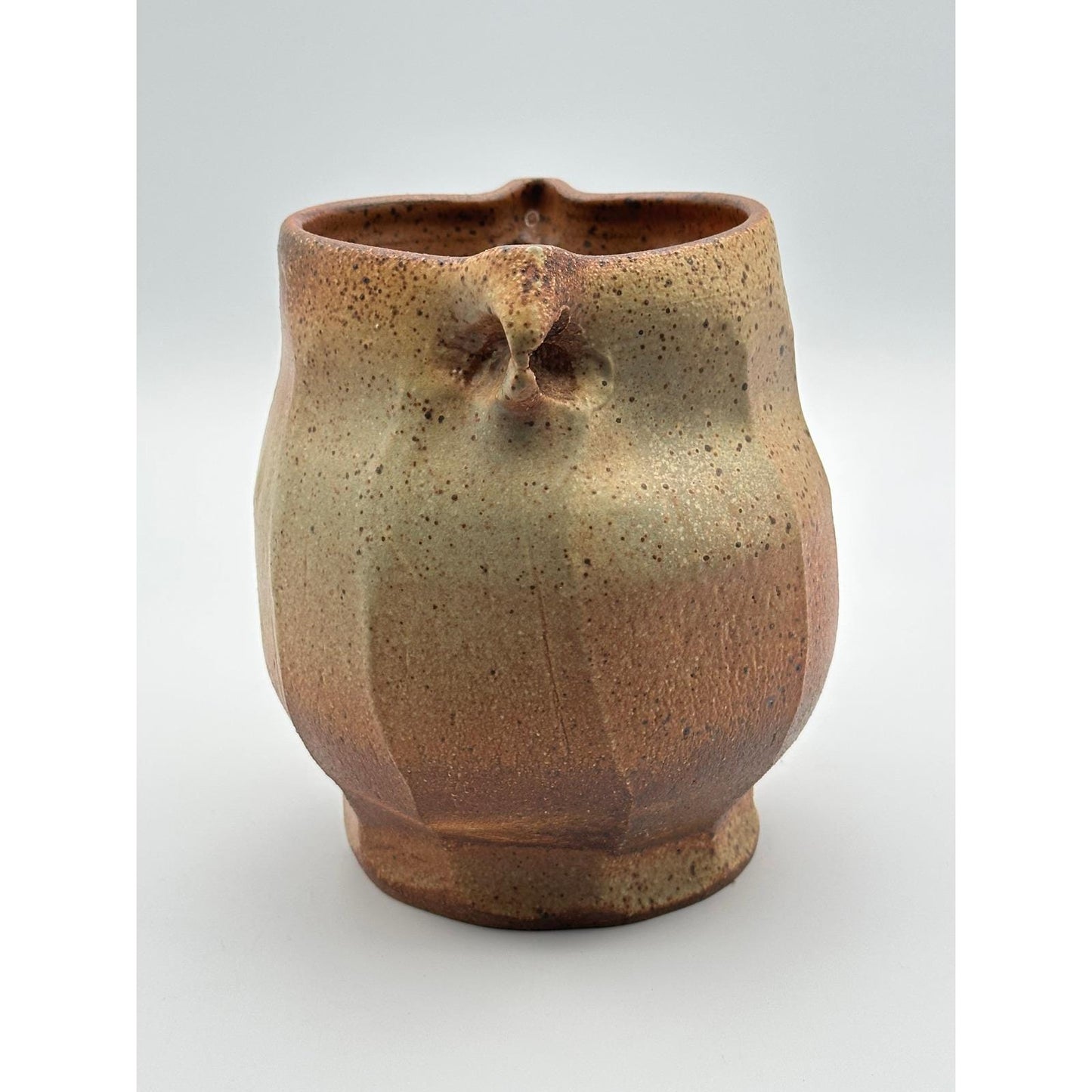 Handmade Artist Signed Stoneware Vase 6" Rustic Speckled Studio Pottery Ceramic Vessel