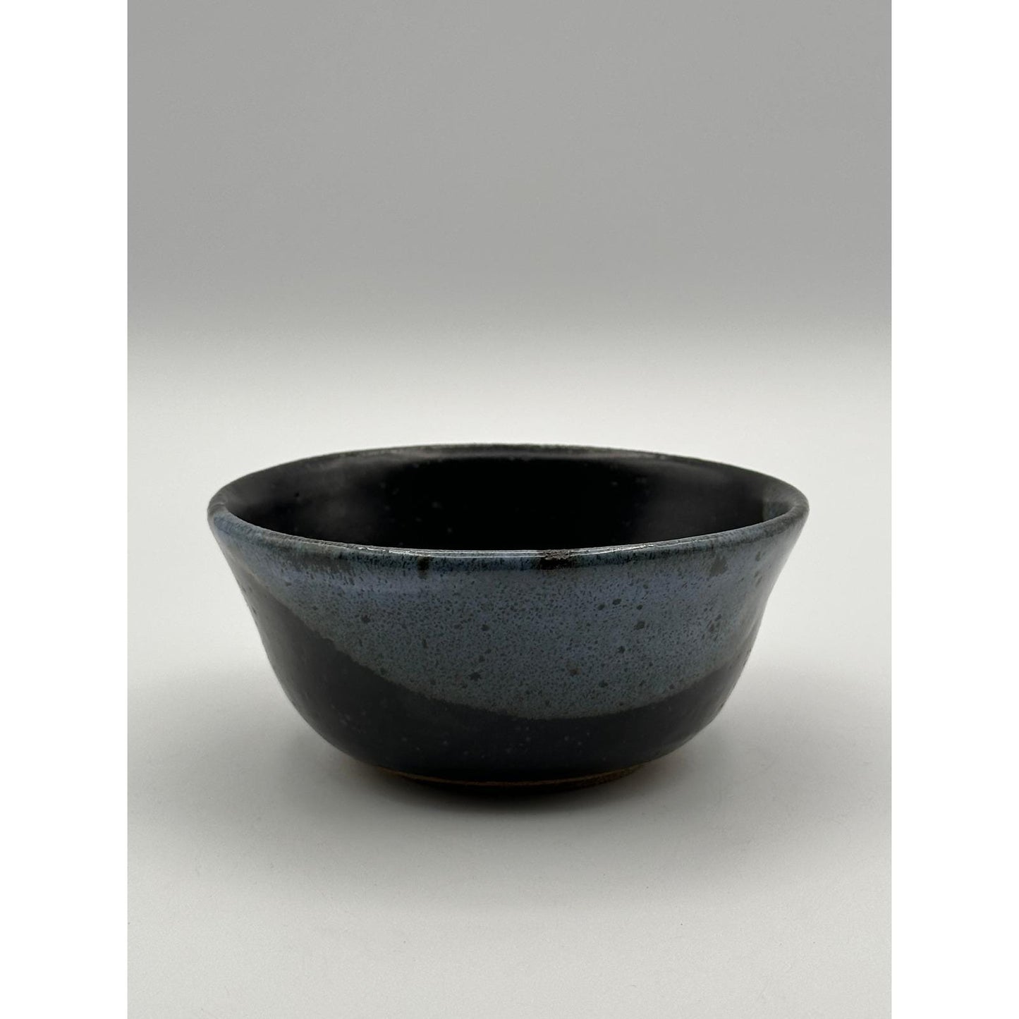 Handmade Artist Signed Pottery Bowl 5 inch Studio Stoneware Blue Black Glaze Ceramic Tableware