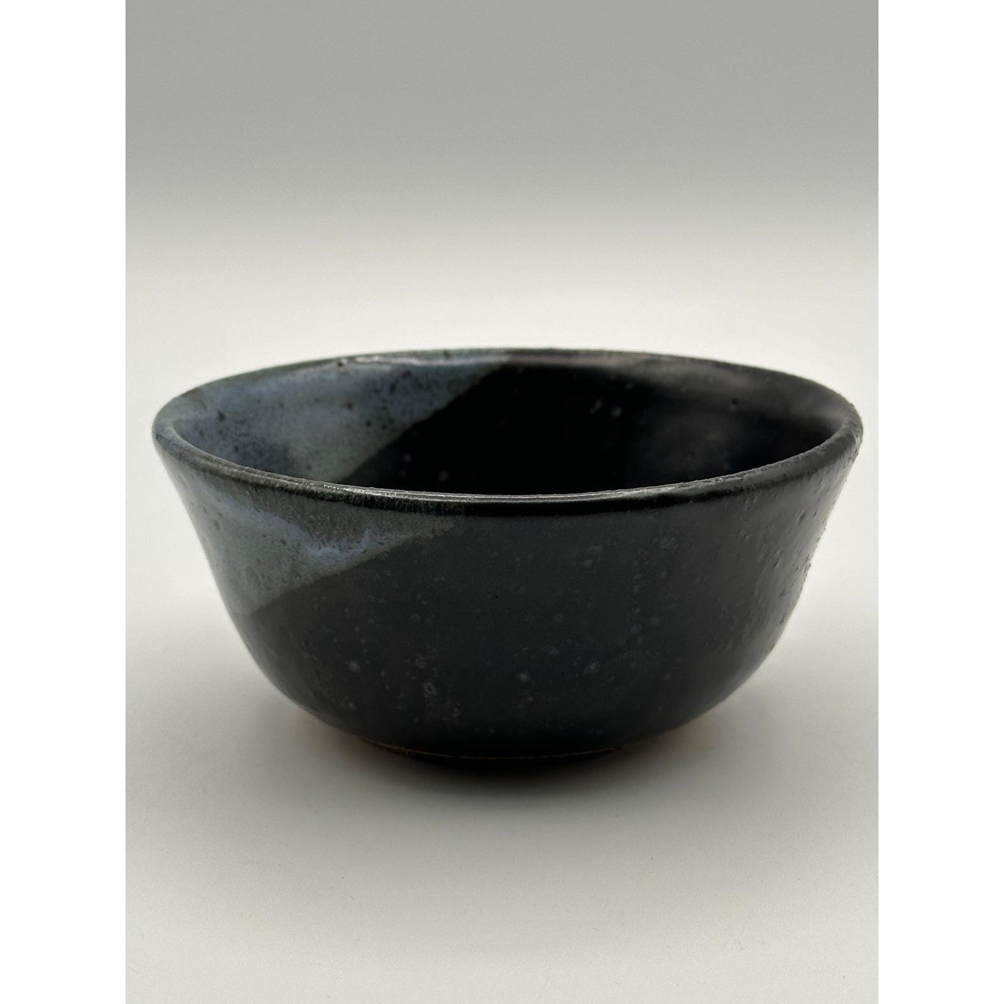 Handmade Artist Signed Pottery Bowl 5 inch Studio Stoneware Blue Black Glaze Ceramic Tableware