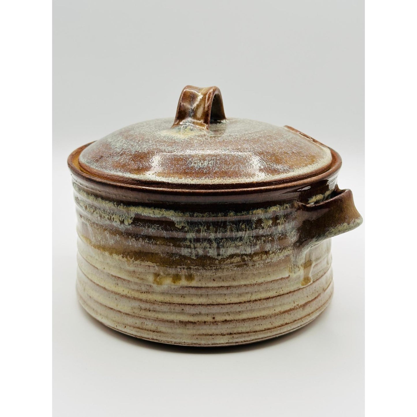 Studio Pottery Soup Tureen with Lid - Artist Signed Stoneware Serving Bowl