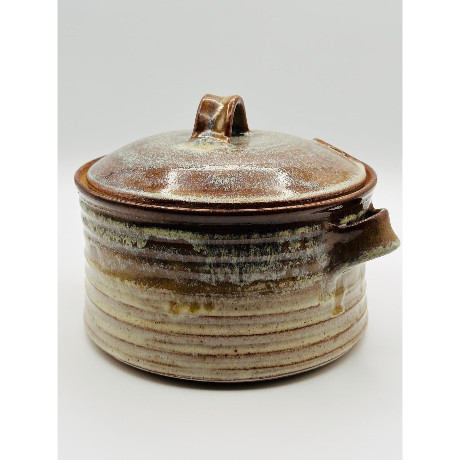 Studio Pottery Soup Tureen with Lid - Artist Signed Stoneware Serving Bowl