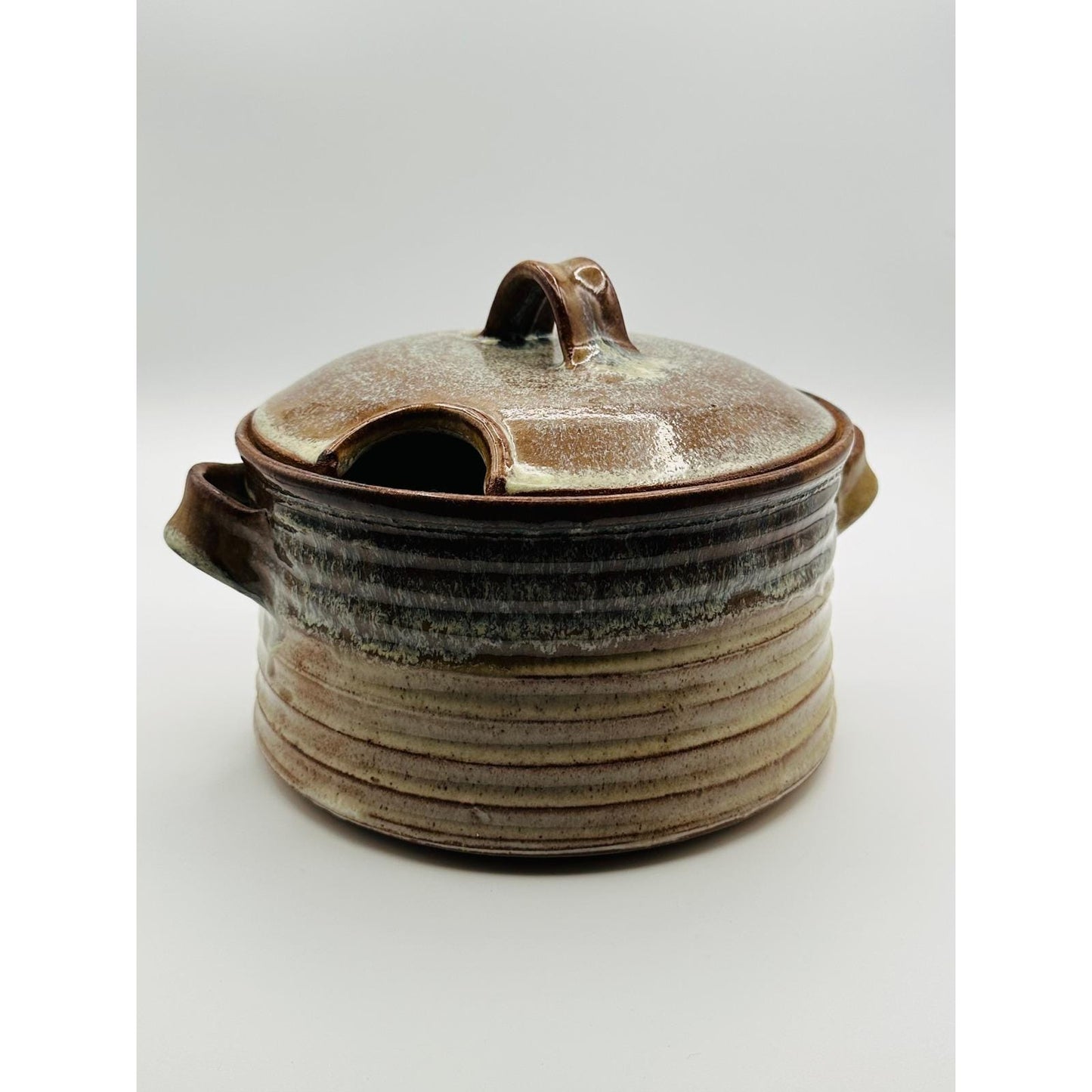 Studio Pottery Soup Tureen with Lid - Artist Signed Stoneware Serving Bowl