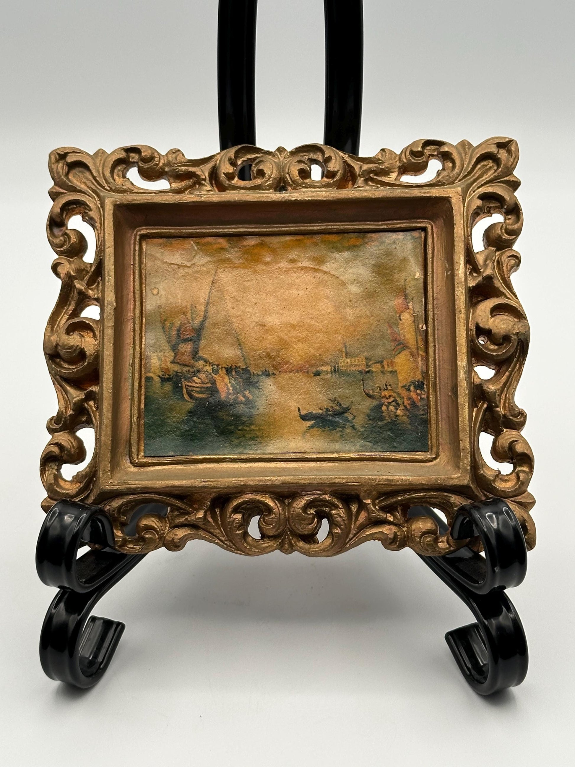 Vintage Ornate Gold Gilt Frame Classic Storybook Illustration Art Print 5x6 Wall Decor