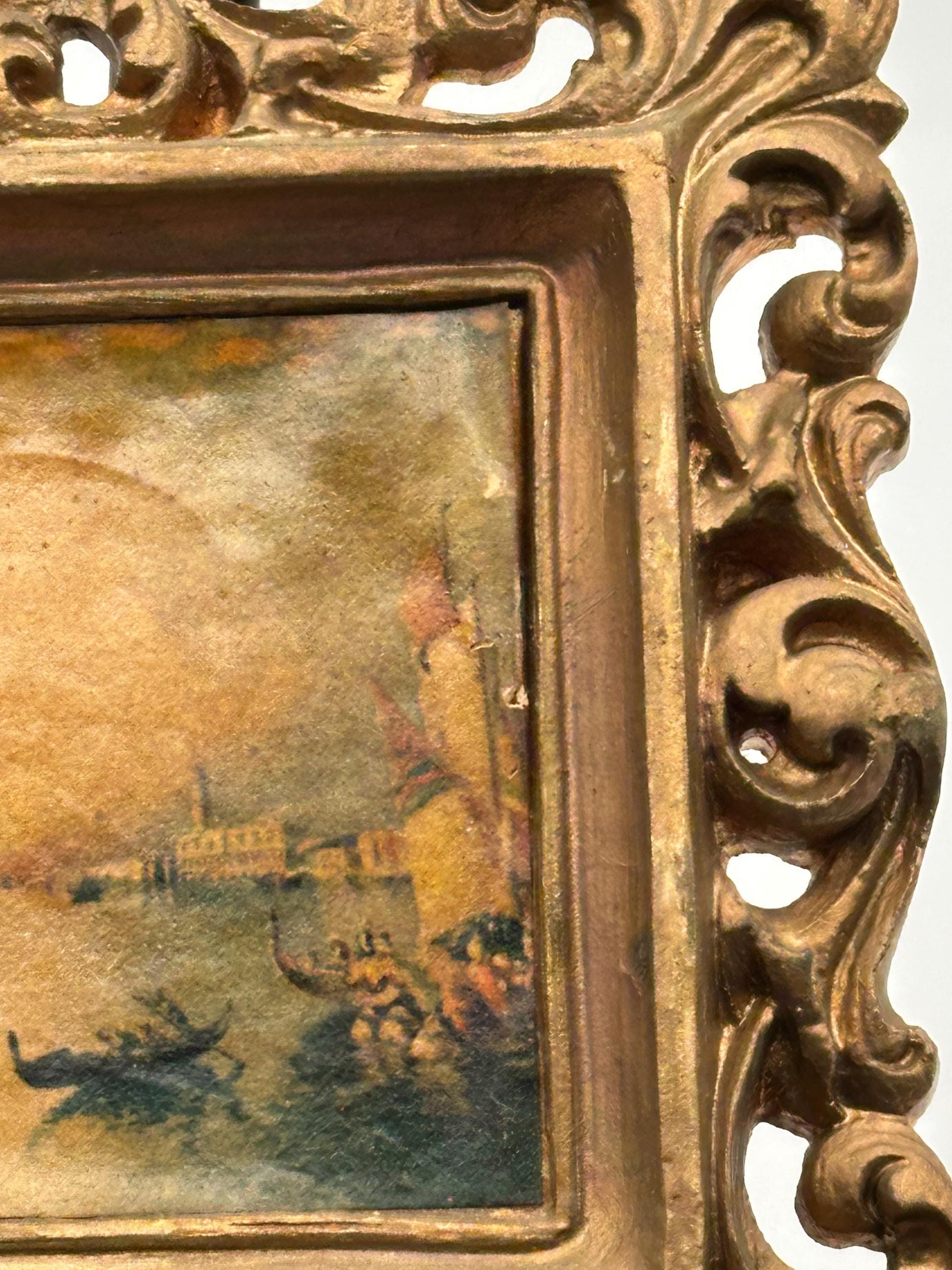 Vintage Ornate Gold Gilt Frame Classic Storybook Illustration Art Print 5x6 Wall Decor