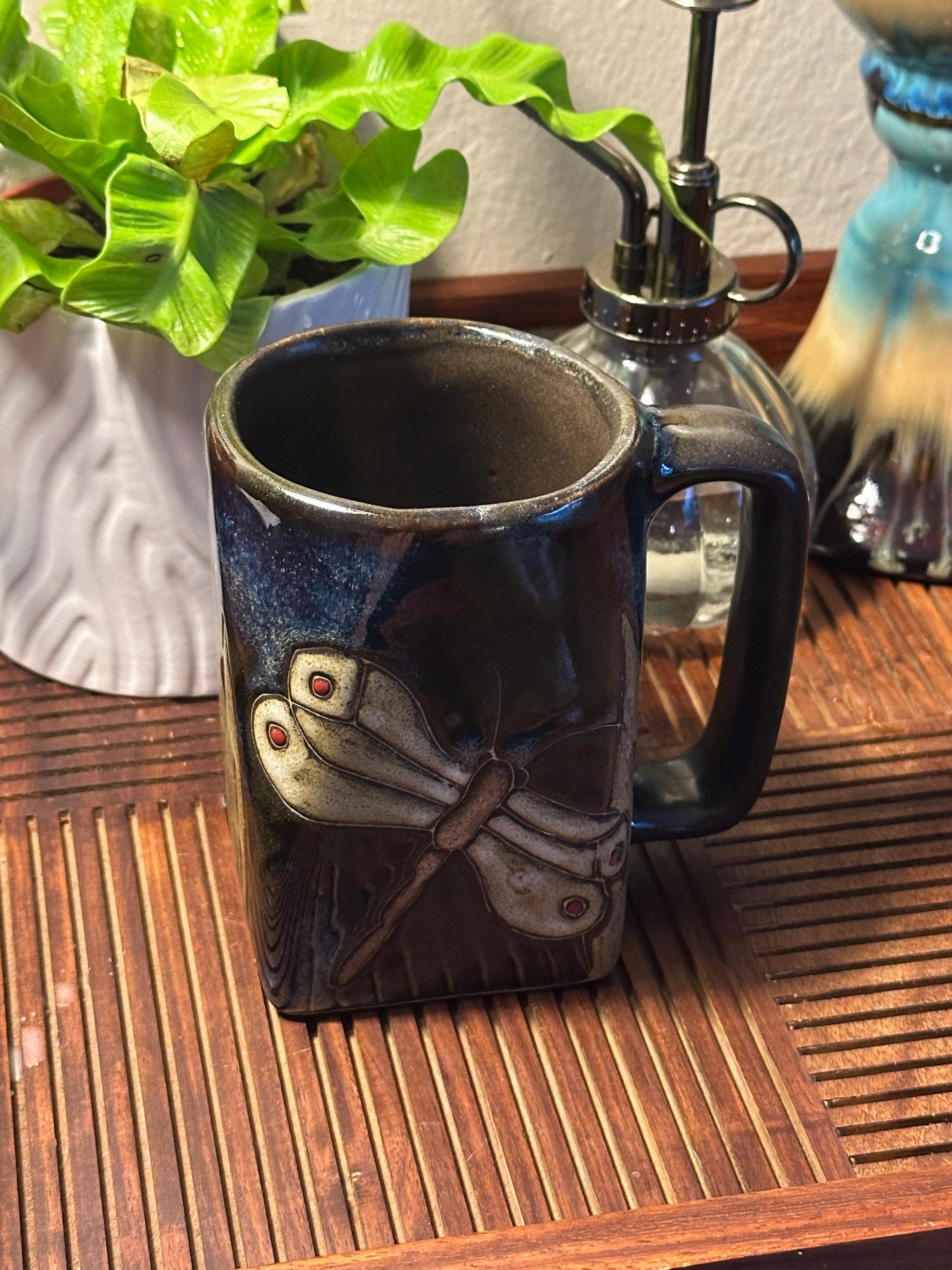 Handmade Mexican Pottery Coffee Mug by Mara Dragonfly Design - Artisan Ceramic Studio Stoneware Cup