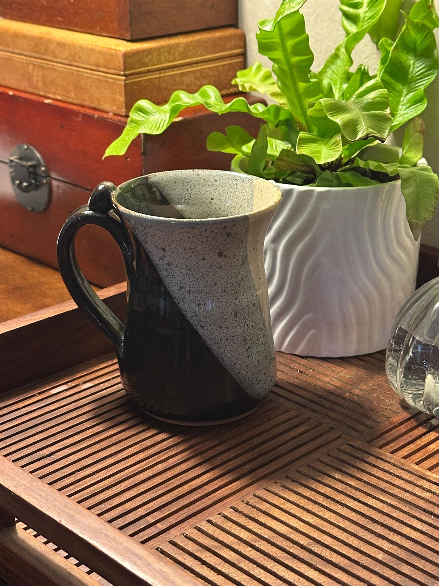 Handmade Pottery Mug - Modern Two-Tone Glaze Artisan Ceramic Coffee Cup Studio Stoneware