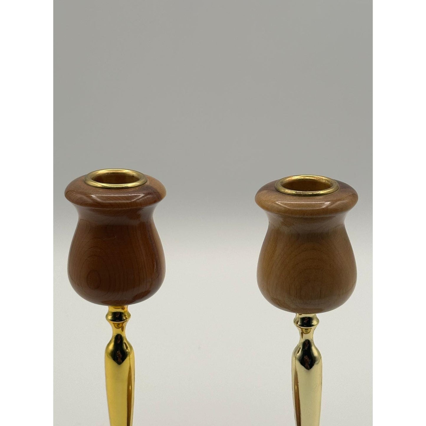 Vintage Myrtlewood Candlestick Holder Pair - Mid Century Modern Home Decor Wood Candle Stands Rustic Boho Dining Table Accent
