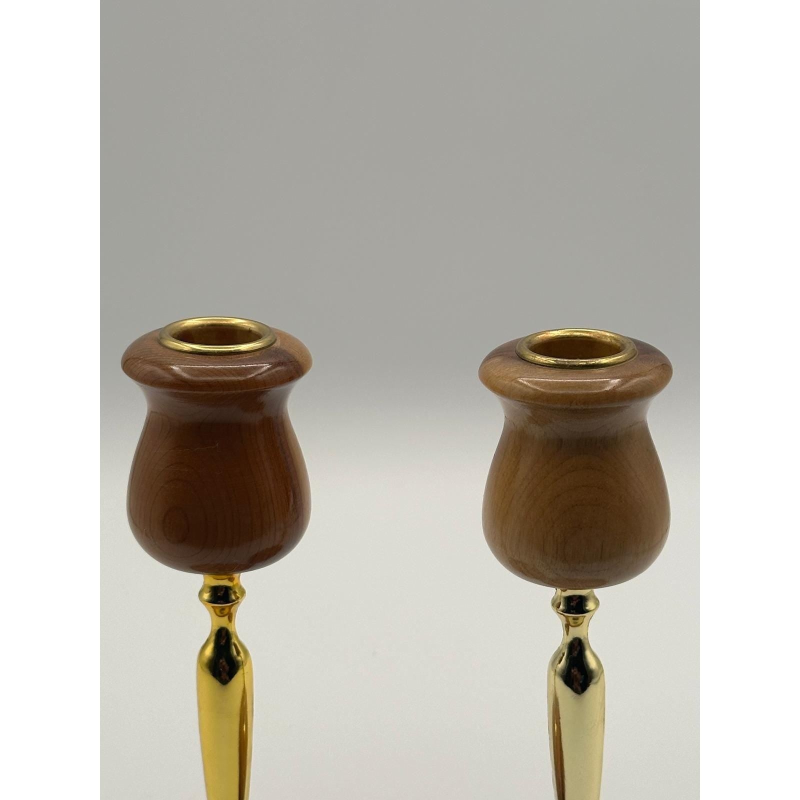 Vintage Myrtlewood Candlestick Holder Pair - Mid Century Modern Home Decor Wood Candle Stands Rustic Boho Dining Table Accent