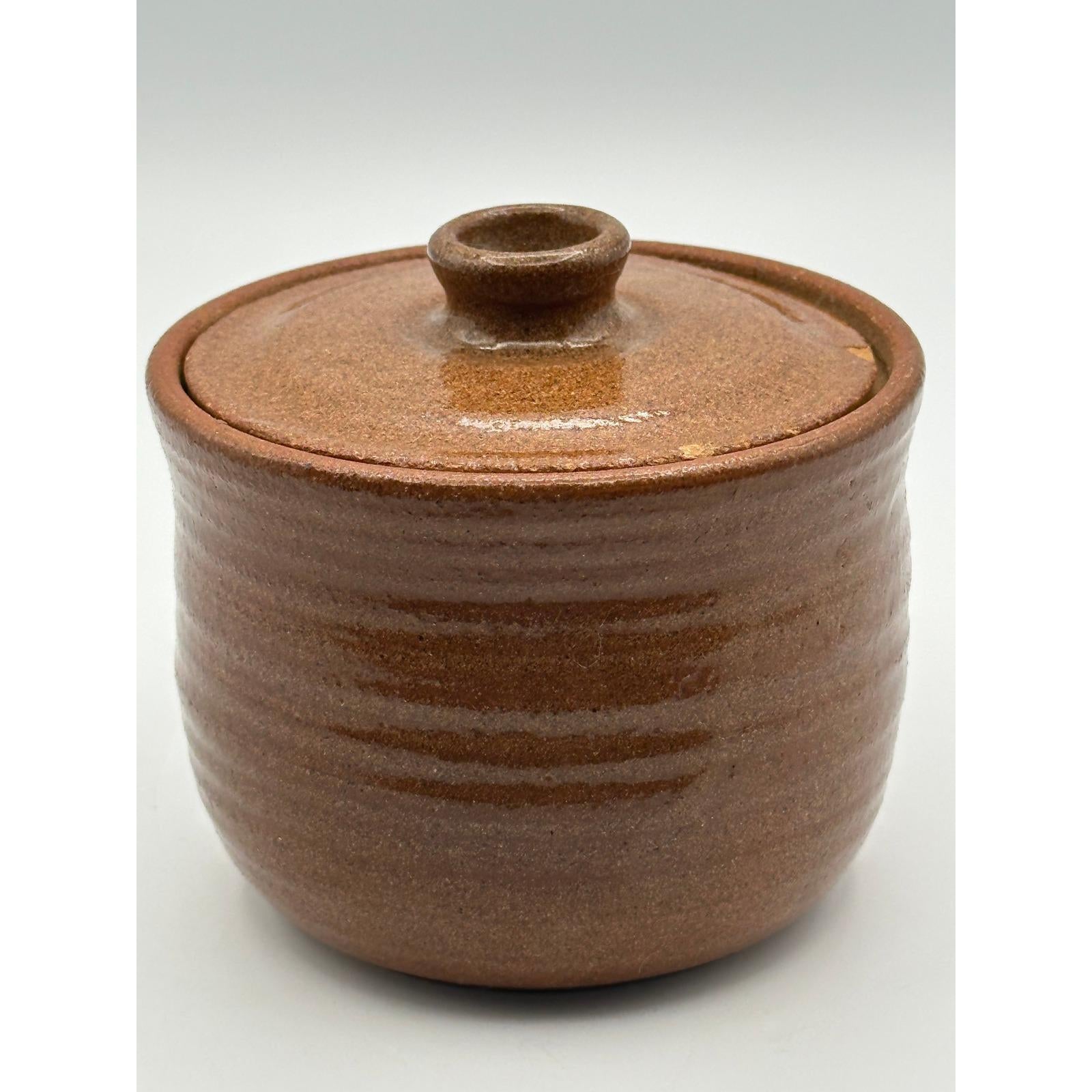 Handcrafted Vintage Studio Pottery Honey Pot Artist Signed Ceramic Kitchen Storage Jar Collectible Stoneware