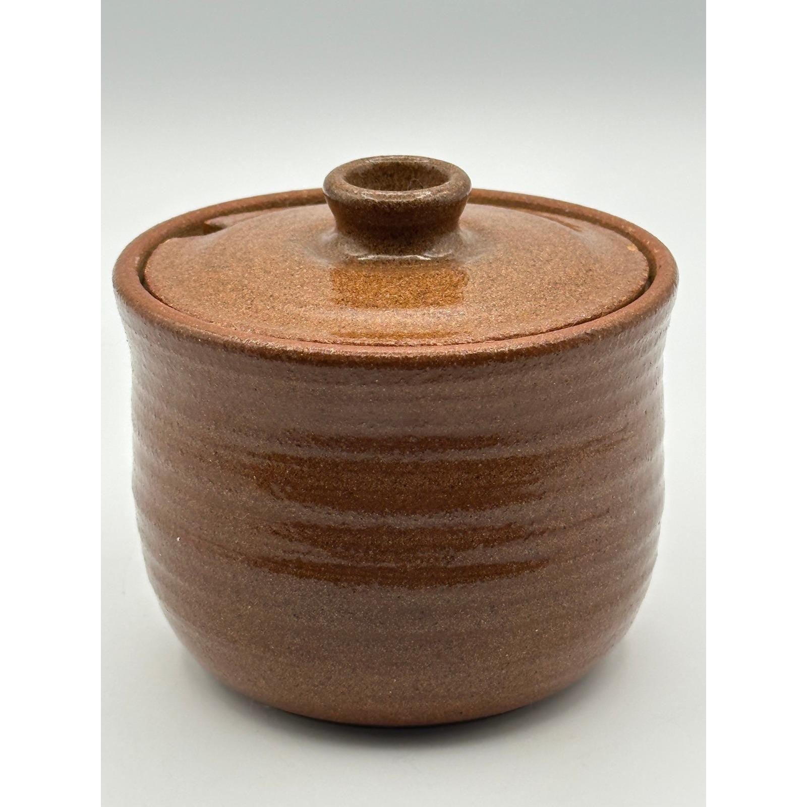 Handcrafted Vintage Studio Pottery Honey Pot Artist Signed Ceramic Kitchen Storage Jar Collectible Stoneware