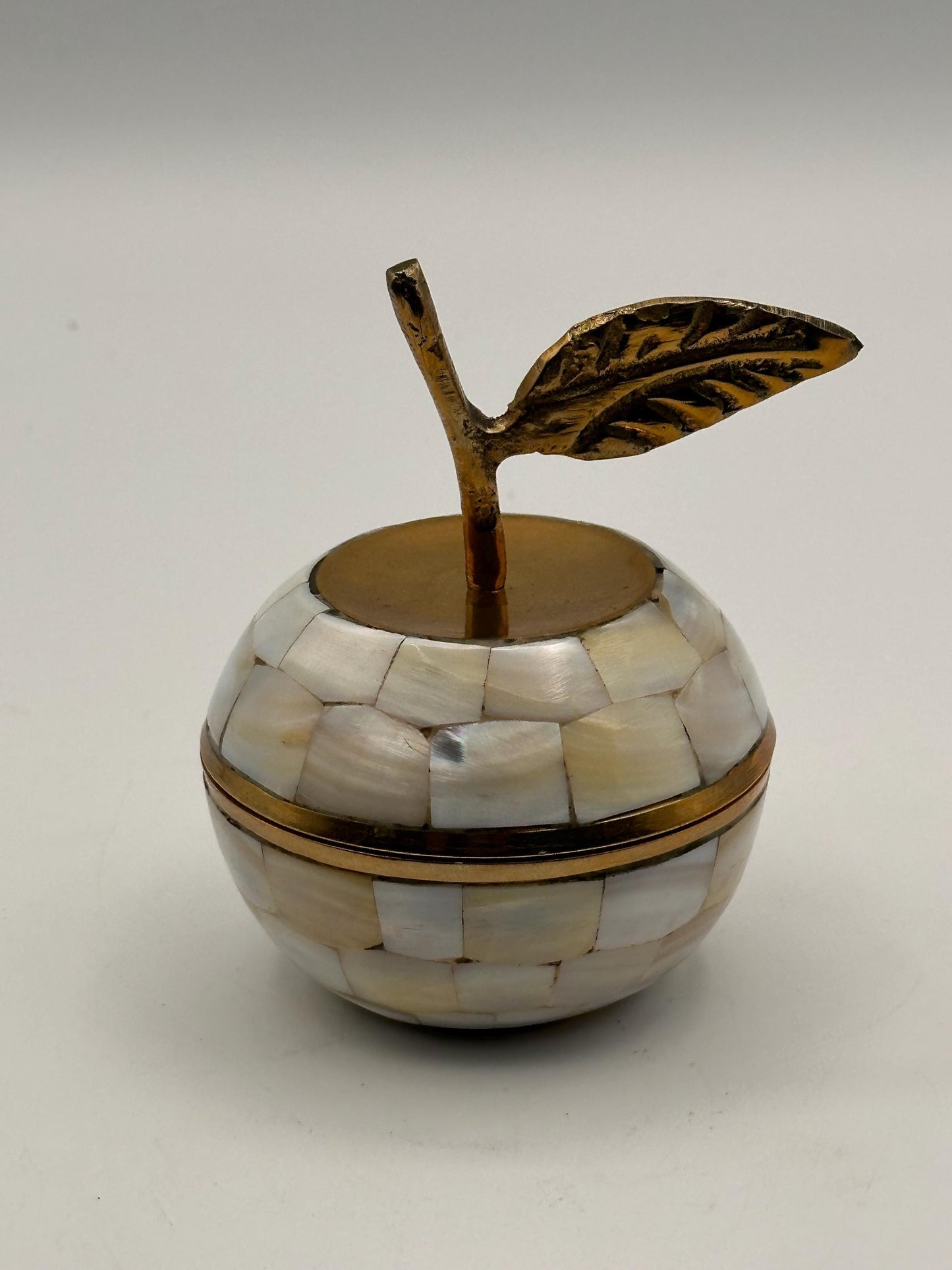 Vintage Mother Apple Brass Trinket Box Made India Small Lidded Keepsake Decorative Boho Jewelry Holder