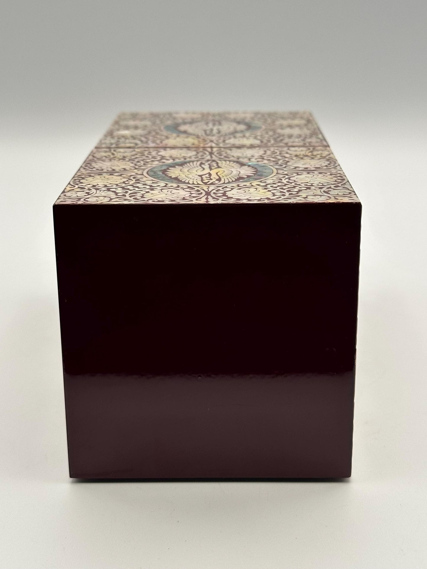 Mother of Pearl Inlay Jewelry Box | Ornate Lacquered Storage Chest | Abalone Asian Vintage Decorative Decor