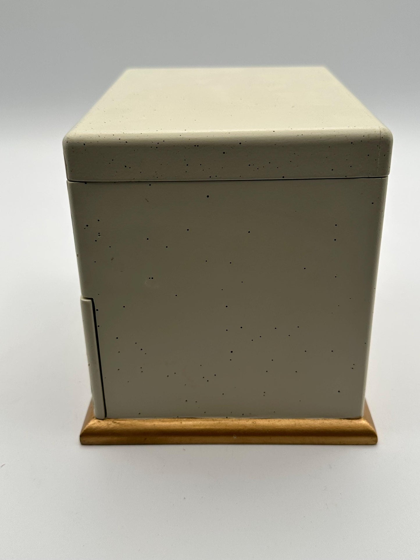 Vintage Floral Trinket Box | Hand Painted Flower Keepsake | Cream Jewelry Storage with Gold Base | Cottage Chic Decor