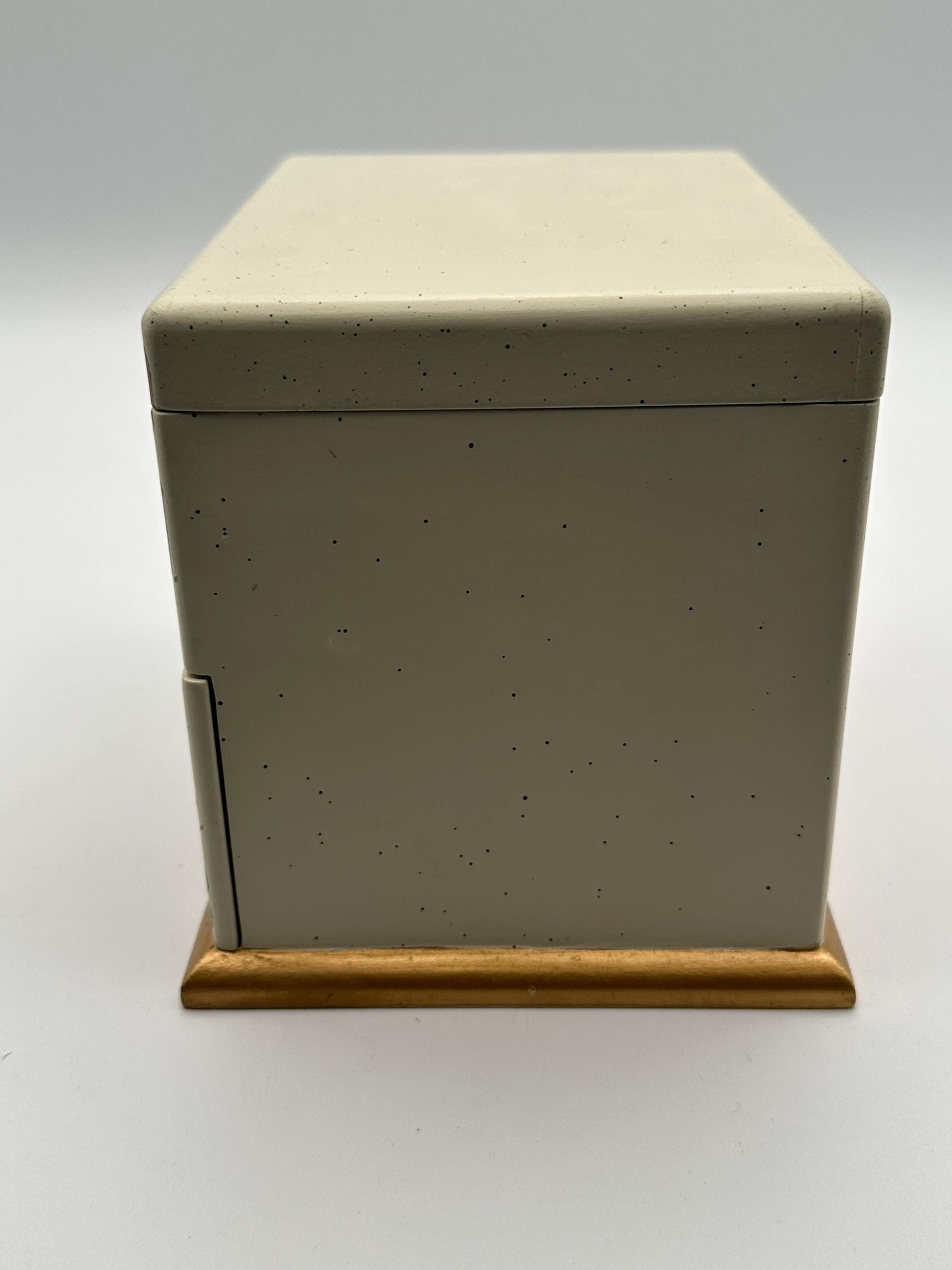 Vintage Floral Trinket Box | Hand Painted Flower Keepsake | Cream Jewelry Storage with Gold Base | Cottage Chic Decor