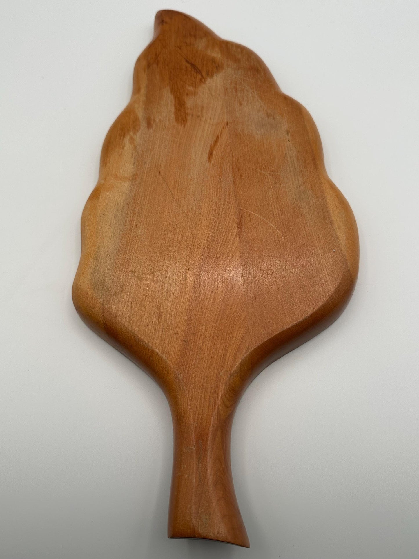 Vintage Hand Carved Wooden Leaf Bowl Mid Century Modern Rustic Organic Serving Display Decor