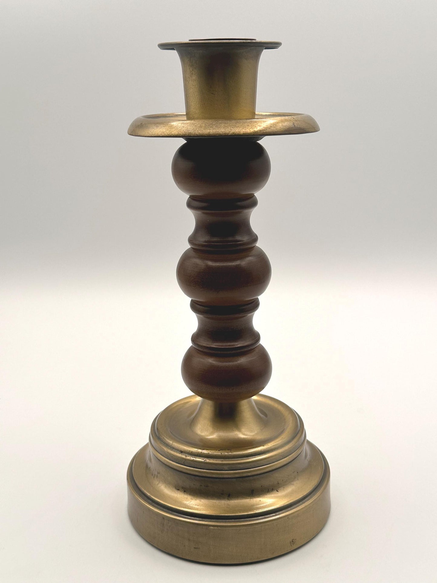 Vintage Brass Wood Candlestick Holder Traditional Taper Candle Classic Rustic Home Decor Single