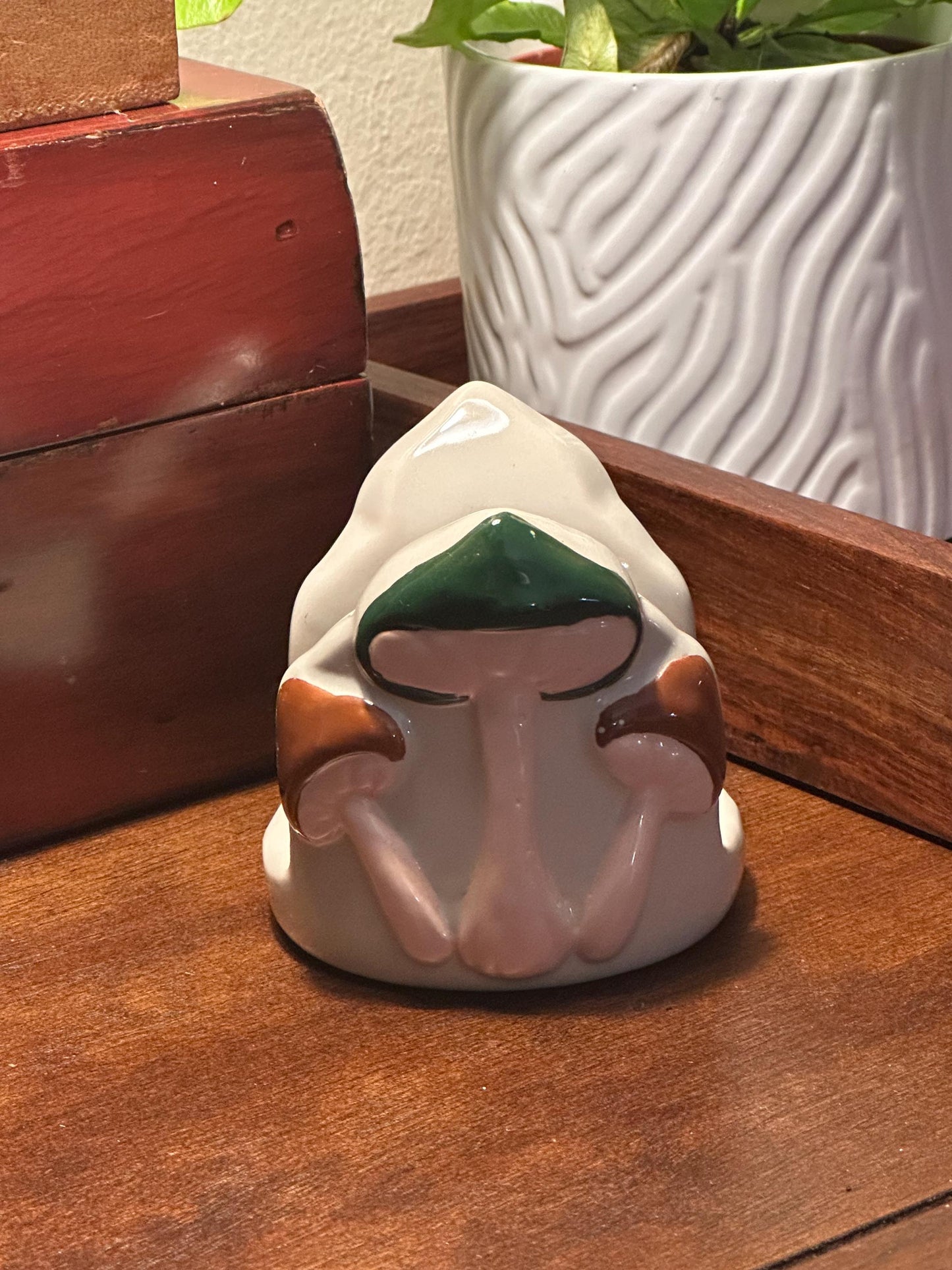 Vintage Ciroa Stoneware Mushroom Napkin Holder | Merry Mushrooms Cluster | Cottage Kitchen Decor
